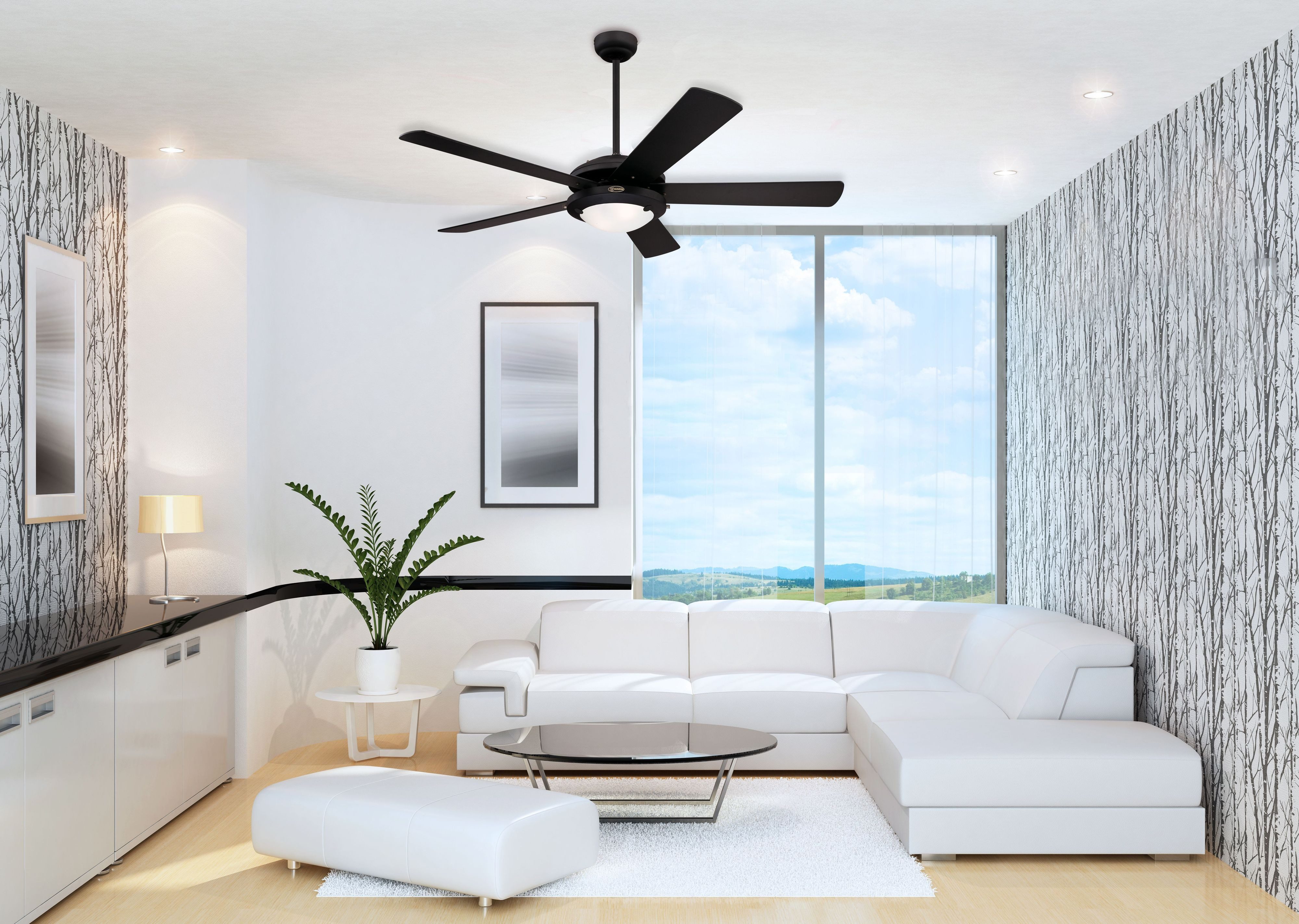 Westinghouse Deckenventilator Deckenventilator Comet Schwarz mit Beleuchtung 132 cm, Mit Zugschnur