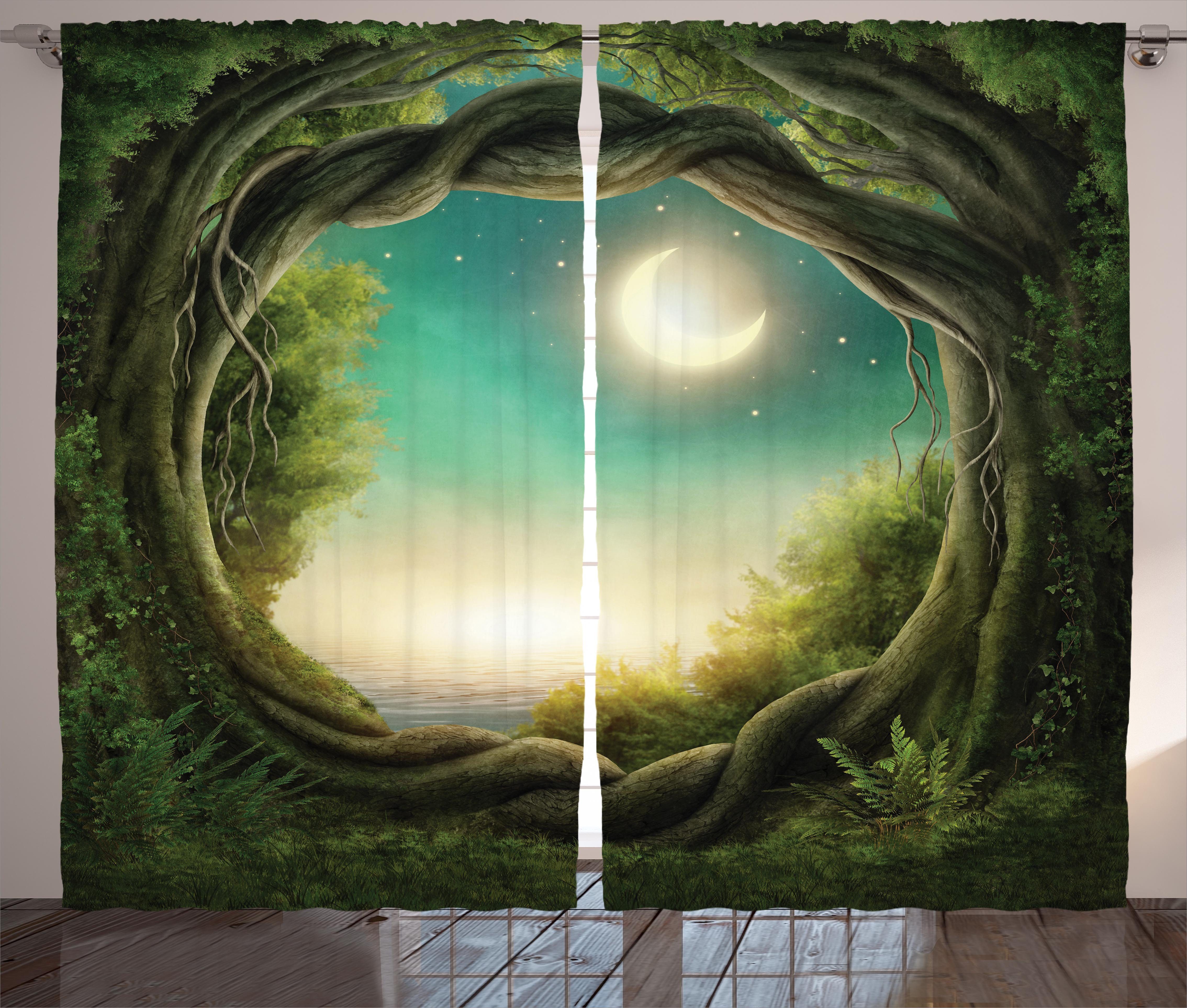 mystischer Haken, Wald Abakuhaus, Vorhang Baum Gardine und mit Schlafzimmer Kräuselband Schlaufen