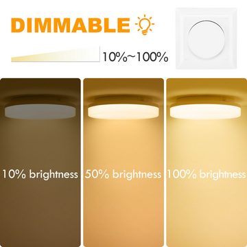ENUOTEK Deckenleuchte LED Bad Deckenleuchte Badezimmer Lampe Rund Badlampe Decke Flur IP54, Dimmbare Funktion, warmweiß