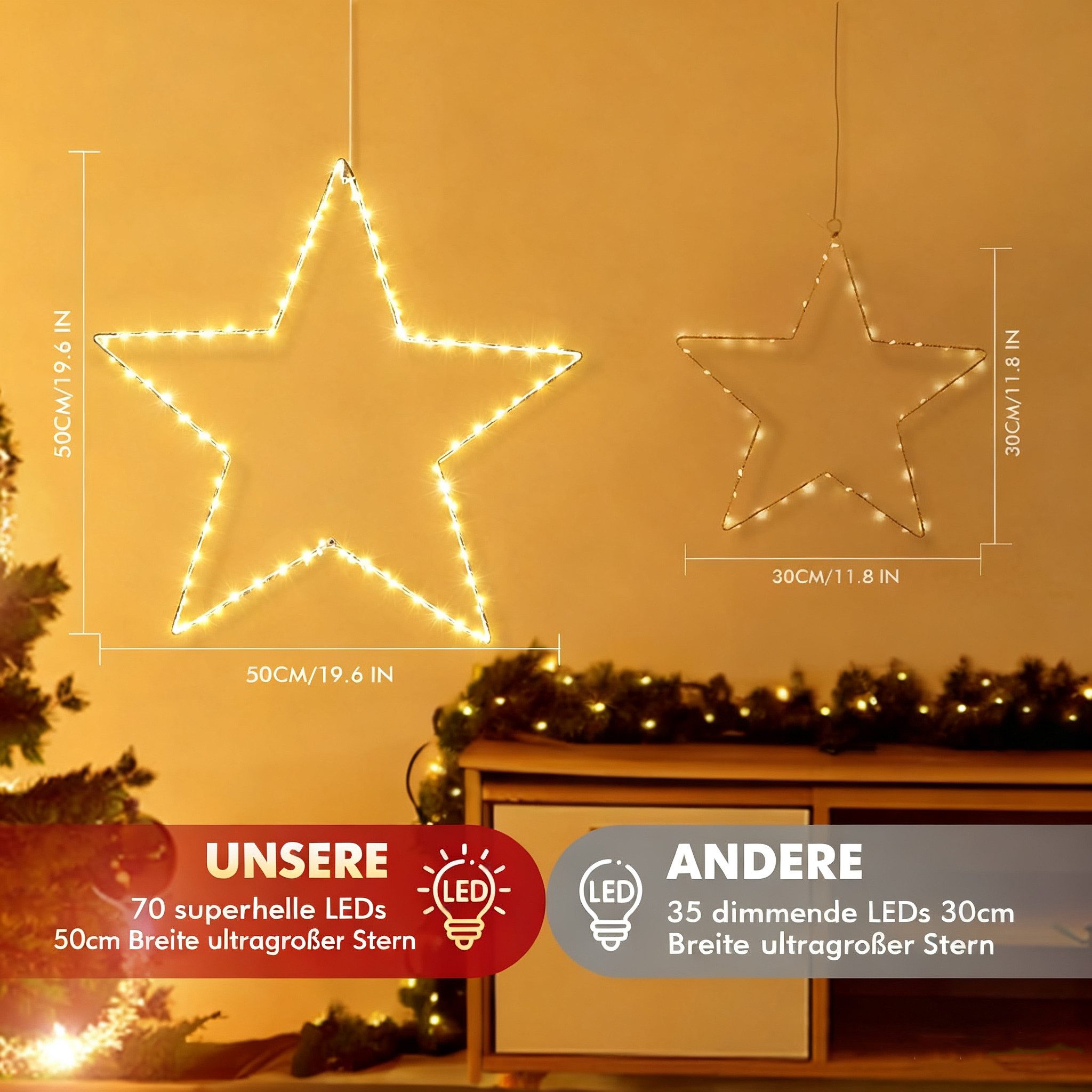 Elegear LED-Lichterkette Led weihnachtsdeko für fenster, innen/außen, weihn günstig online kaufen