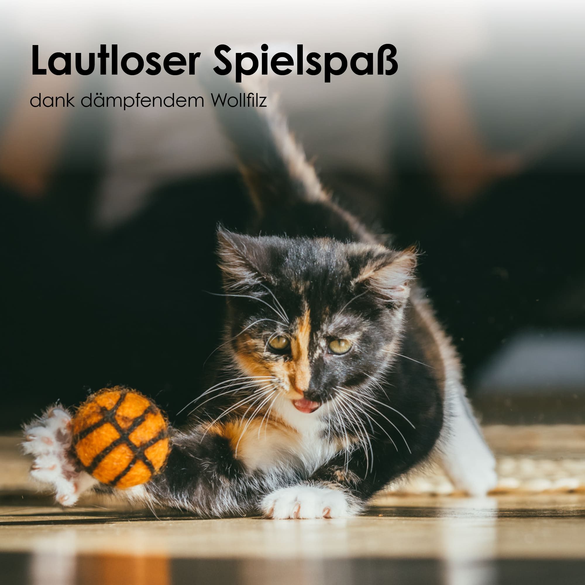 LucyBalu Tierball SUPER BALLS Filzbälle für Katzen, Katzenspielzeug im Sport-Design, Set aus 3 Filzbällchen