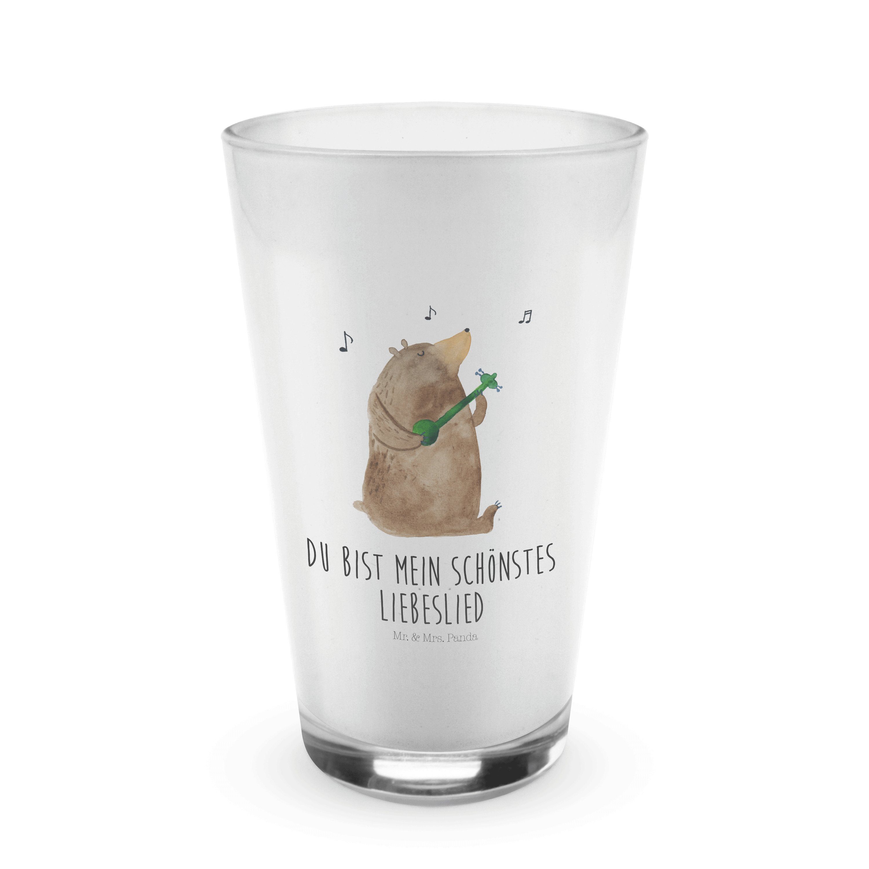Mr. & Mrs. Panda Glas Bär Lied - Transparent - Geschenk, Glas, Cappuccino Glas, Latte Macch, Premium Glas
