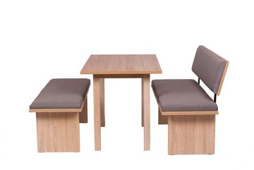kundler home Essgruppe Sitzbank mit Lehne, Küchenbank gepolstert, L:125cm, Tisch Set 3-tlg.