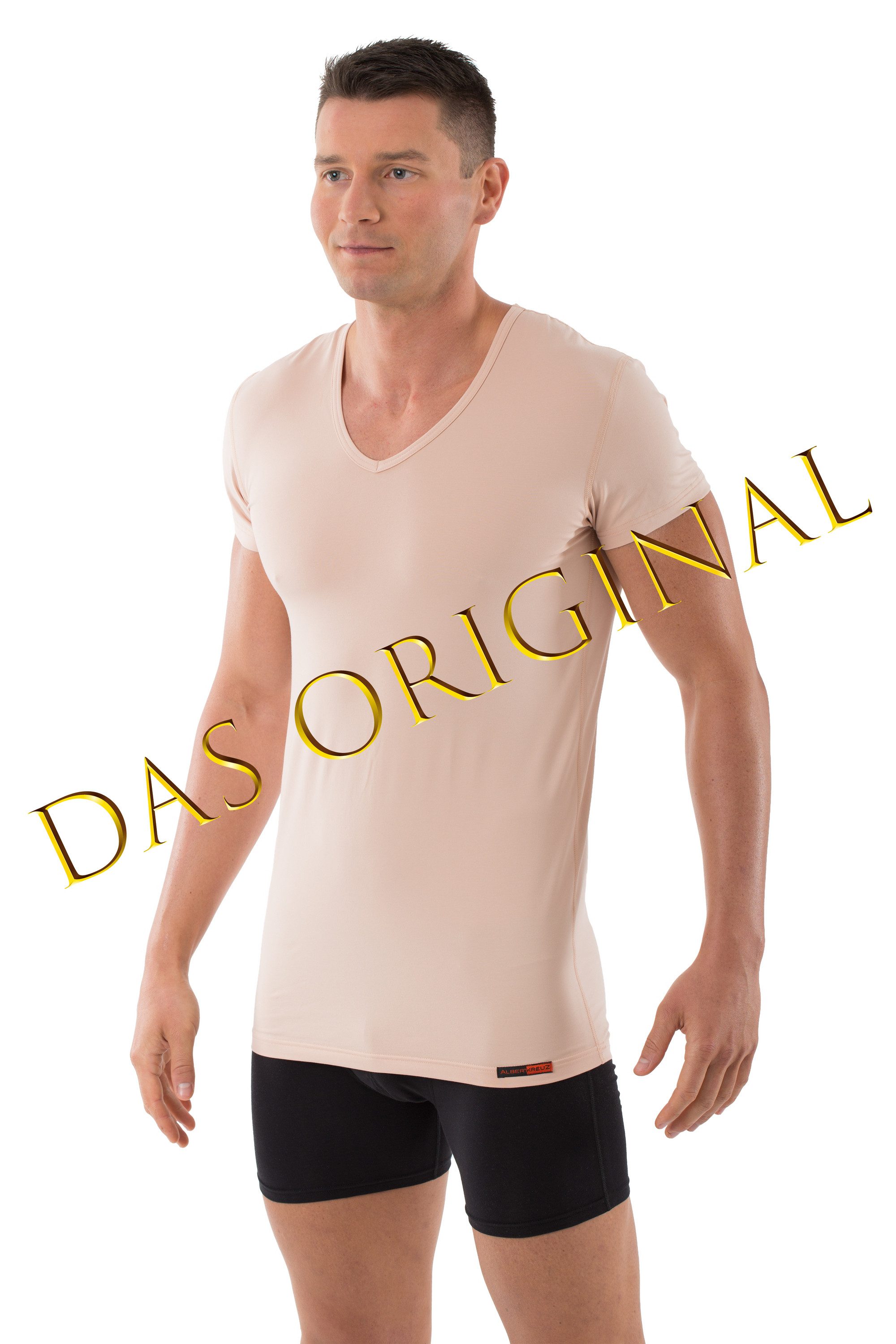 Albert Kreuz Unterhemd V-Neck atmungsaktiv unsichtbar Kurzarm Bio (kein Set, kein Set)