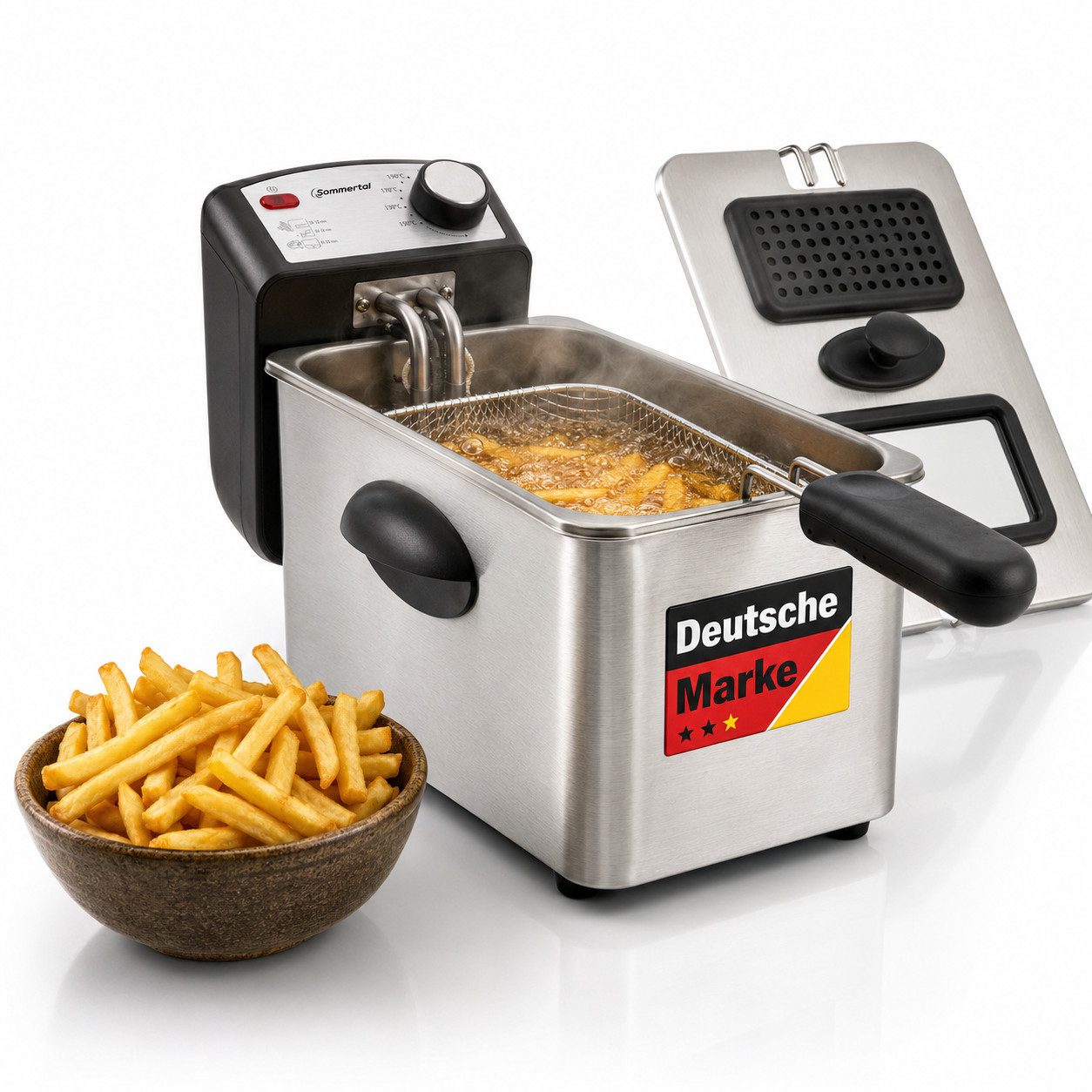Sommertal Fritteuse, 2000 W, Öl Fritteuse 130–200°C Deep Fryer für Pommes EF2000