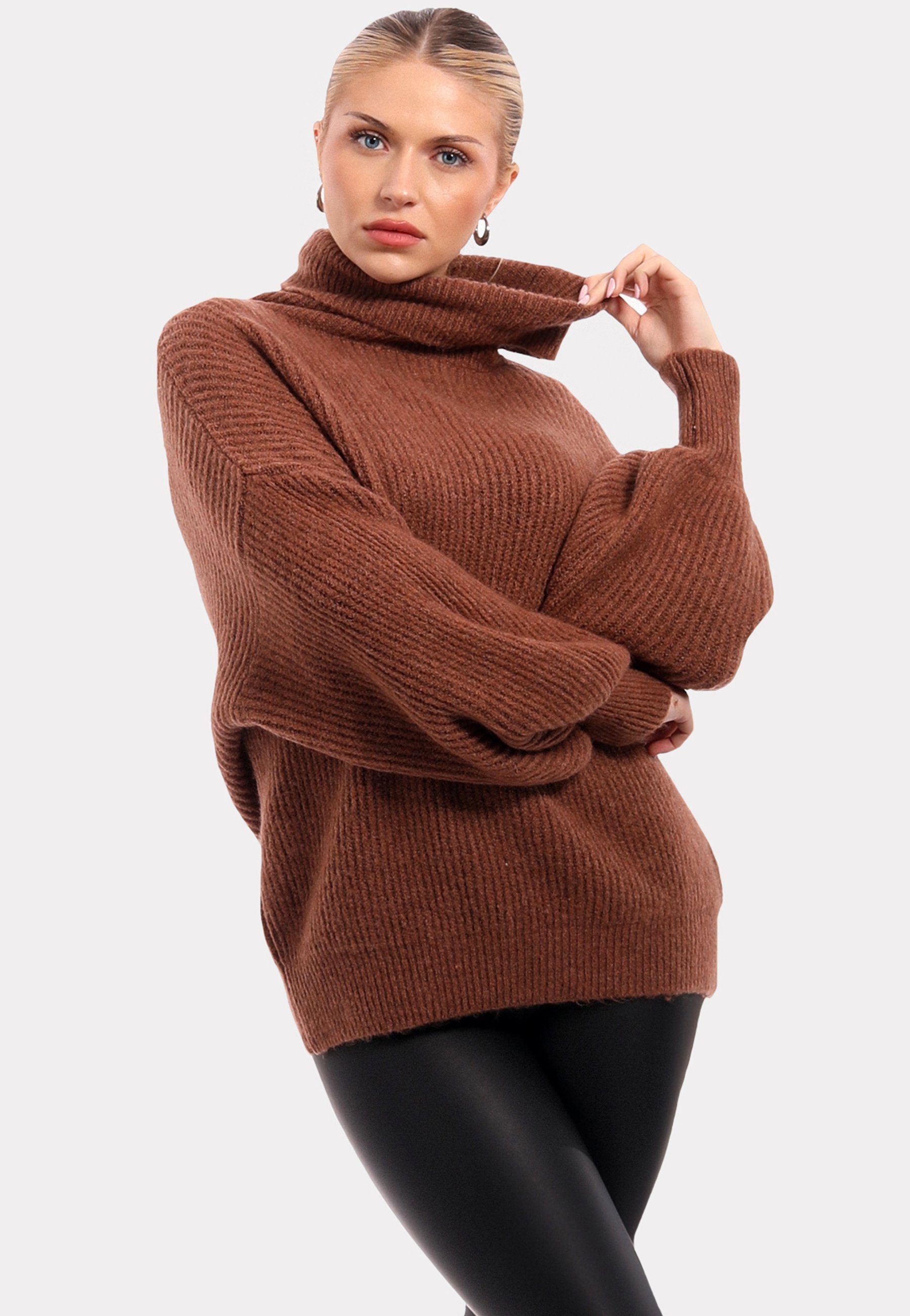 YC Fashion & Style Rollkragenpullover Winter Pullover mit Rollkragen Casual Sweater in Unifarbe Camel
