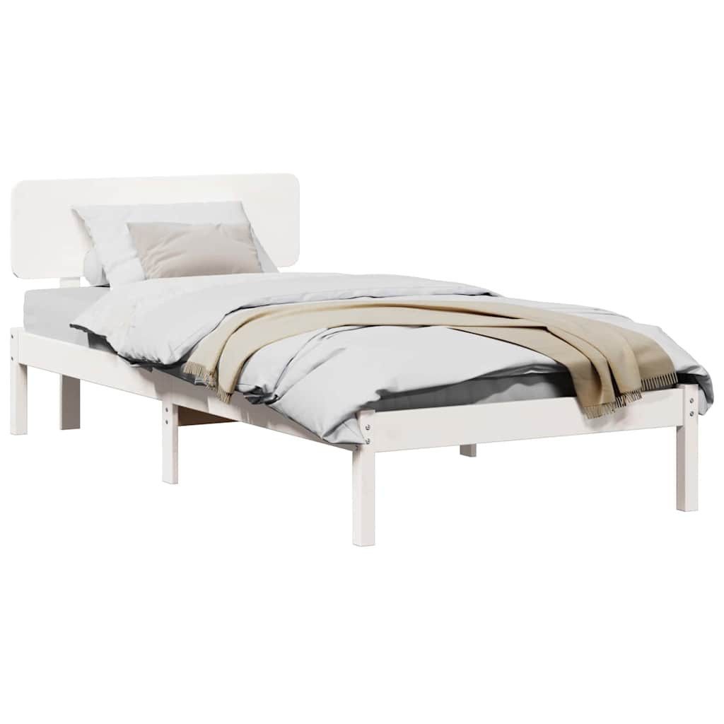 vidaXL Bett Bettgestell mit Kopfteil Weiß günstig online kaufen