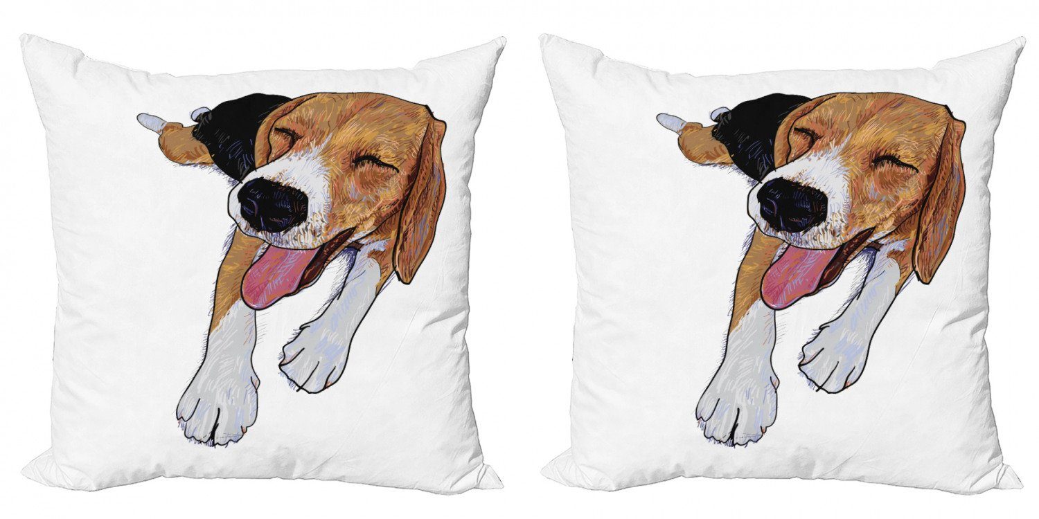 Accent Digitaldruck, Modern Ruhen (2 Doppelseitiger Abakuhaus Lächeln Beagle Kissenbezüge Hundeskizze Stück),