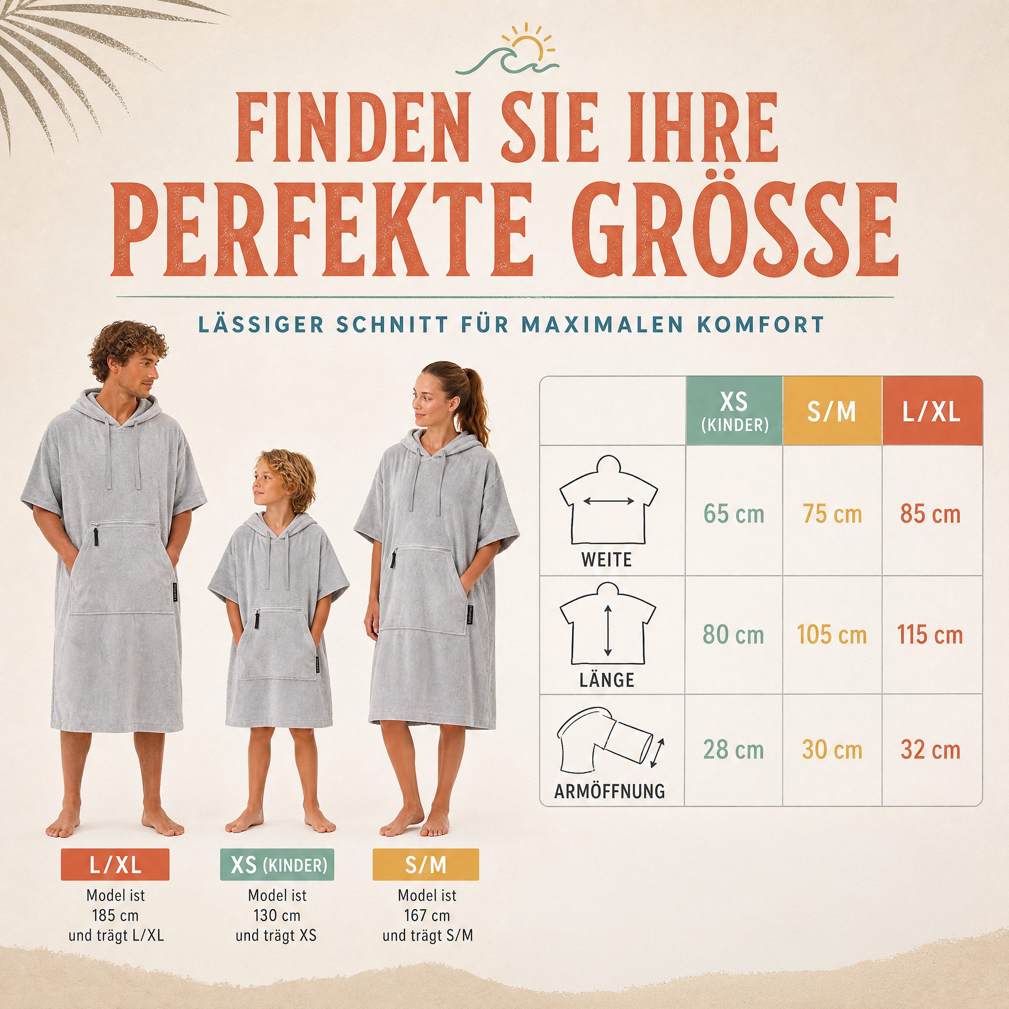 SIEGENTHAL Badetücher SIEGENTHAL® Strandponcho für Damen, Herren & Kinder aus Baumwolle, Integrierte Reißverschlusstasche für Wertsachen – Bild 4 von 5