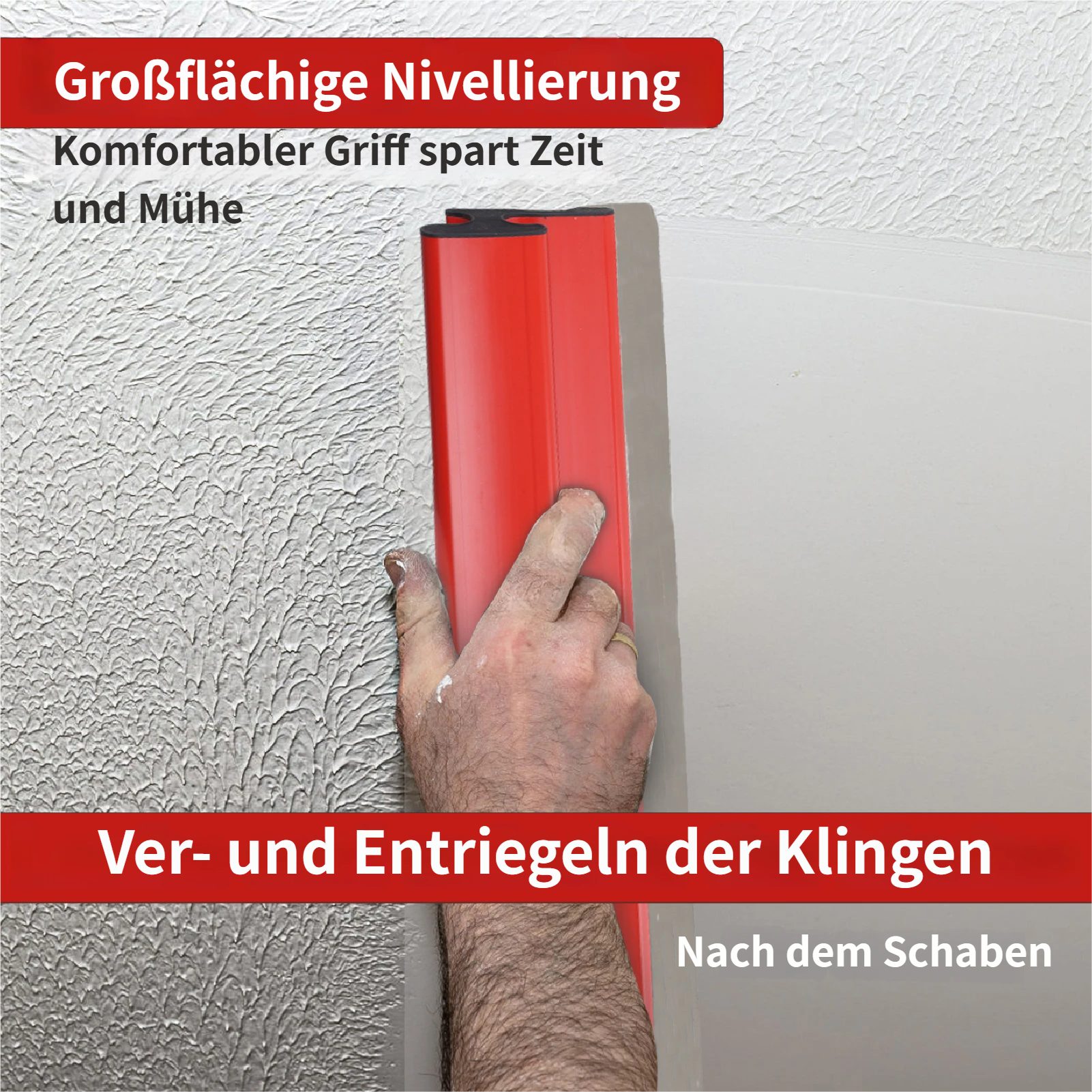 Rutaqian Flächenspachtel Flächenspachtel Spachtel Set 20,40,60,80,100 cm (5-St-St) Flächenspachtel Set für Verputzen Kratzen Glätten von Wänden (5-St) – Bild 3 von 5
