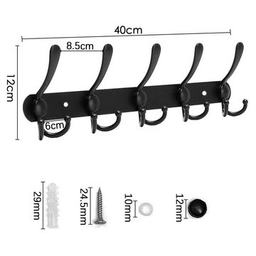PFCTART Kleiderhaken Kleiderhaken wandmontiert 5 Haken, Badezimmer, Tür, Zimmer, Rostfreier Stahl