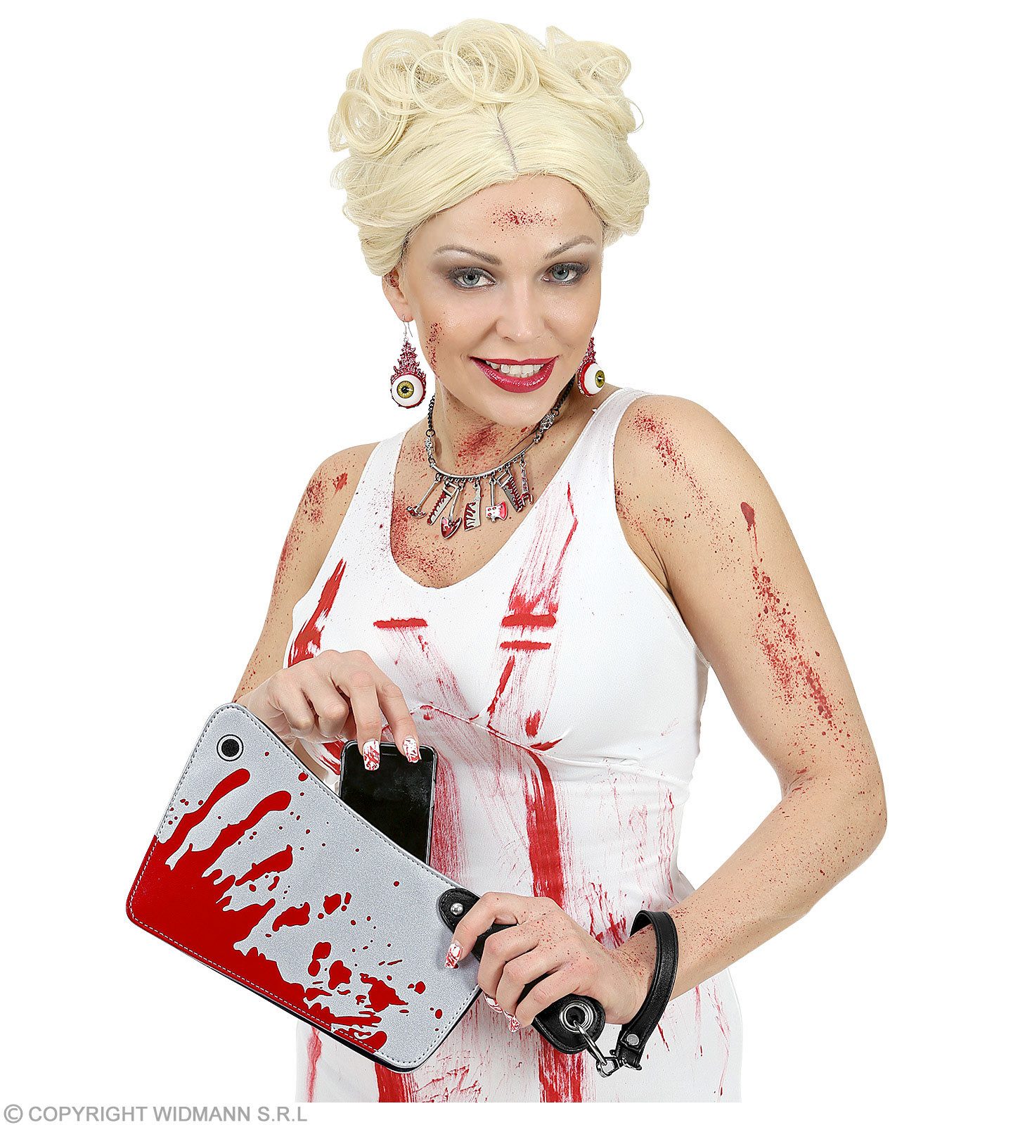 Widmann S.r.l. Kostüm Handtasche 'Blutiges Hackebeil', Silber Rot