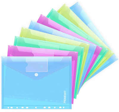 Homewit Dokumententasche 20 x A4 Dokumentenmappe Aufbewahrungstasche in 4 Farben (Set, 20-tlg., Je fünf Stück in Gelb, Blau, Grün und Rot)