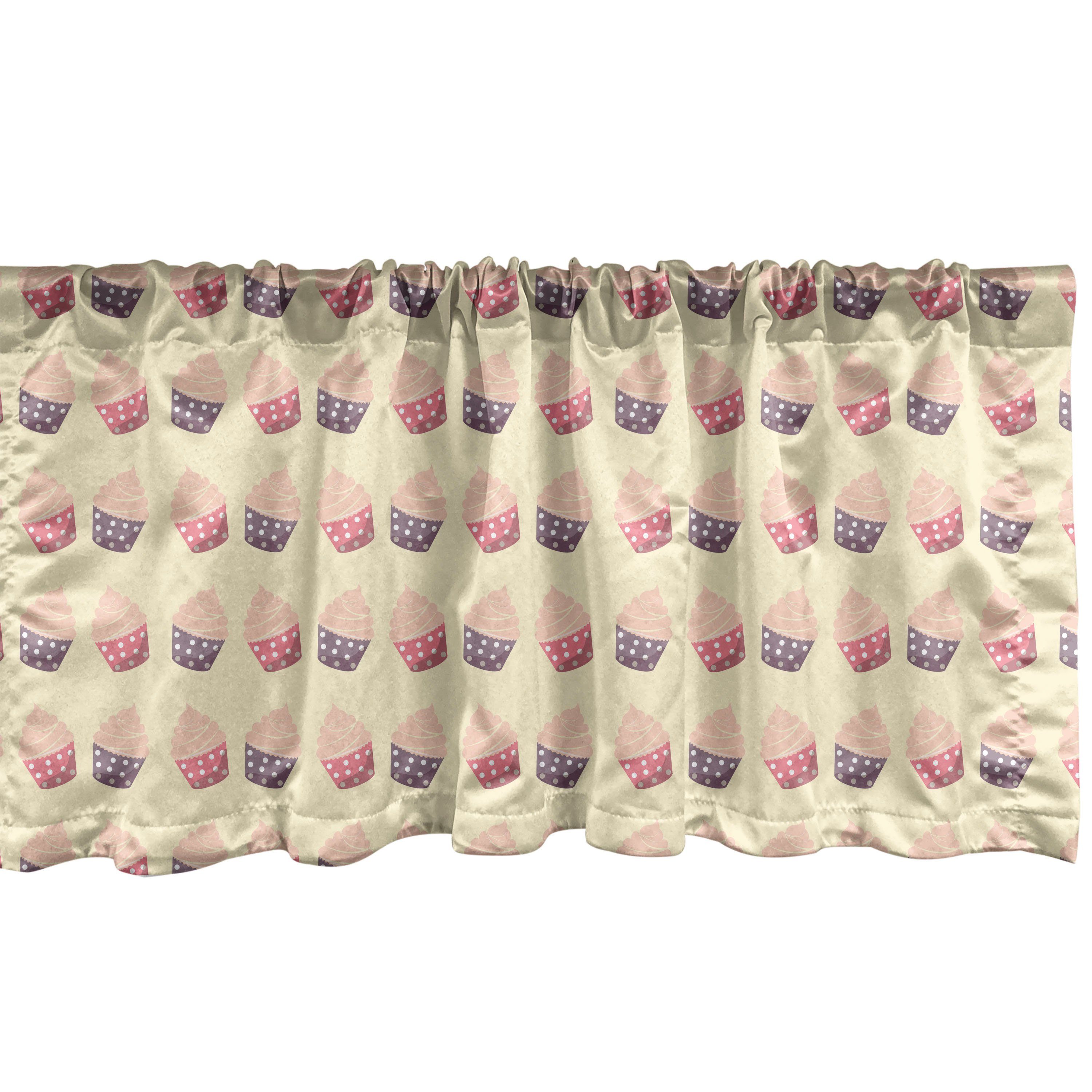 Scheibengardine Vorhang Volant für Küche Schlafzimmer Dekor mit Stangentasche, Abakuhaus, Microfaser, Retro Romantisches Kuchen-Muster