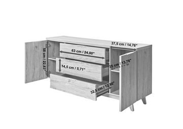 Jahnke Sideboard LIBRE SB 150 (1 St), Sideboard, Kommode, skandinavisch, Montana-Eiche, Breite 150 cm
