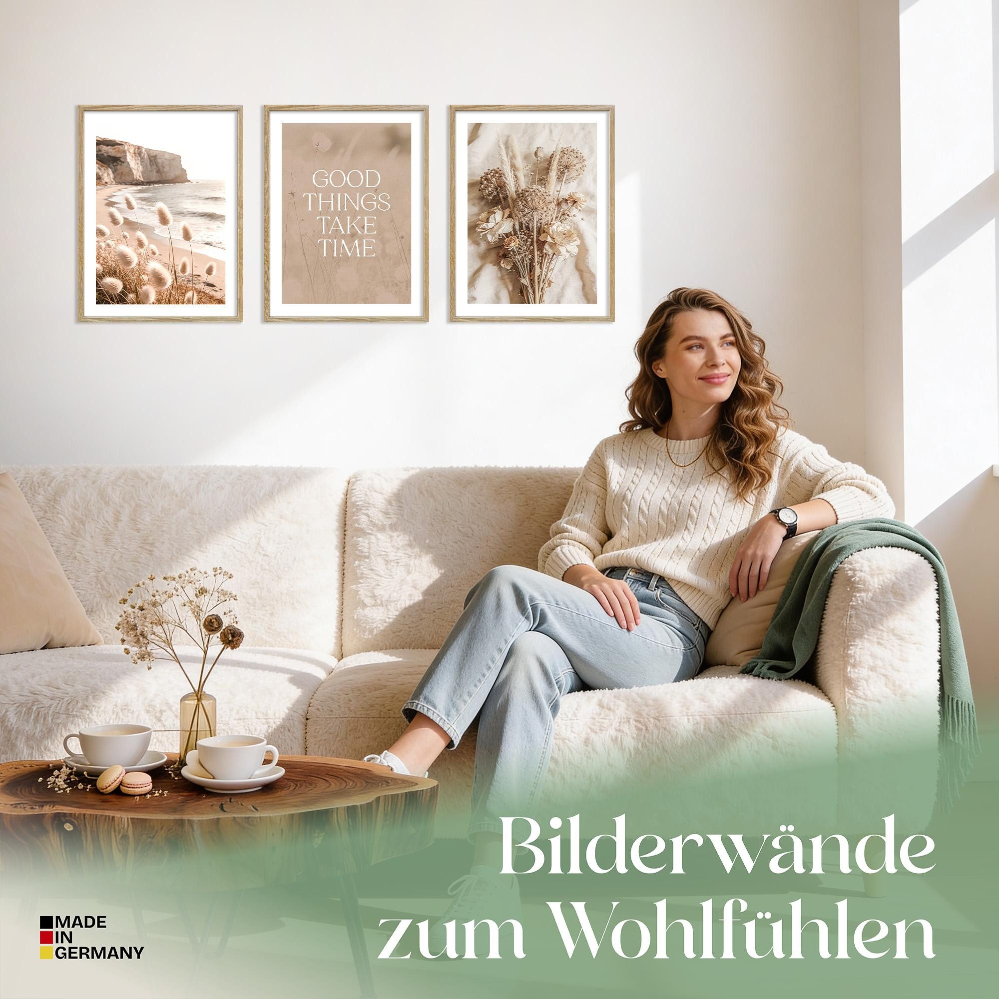 ARTFAVES Bilder-Collage Poster Set Boho Summer Trio I mehrteilige Bilderwand I Wandbilder Somm, (Wandbilder modern, 3 St)