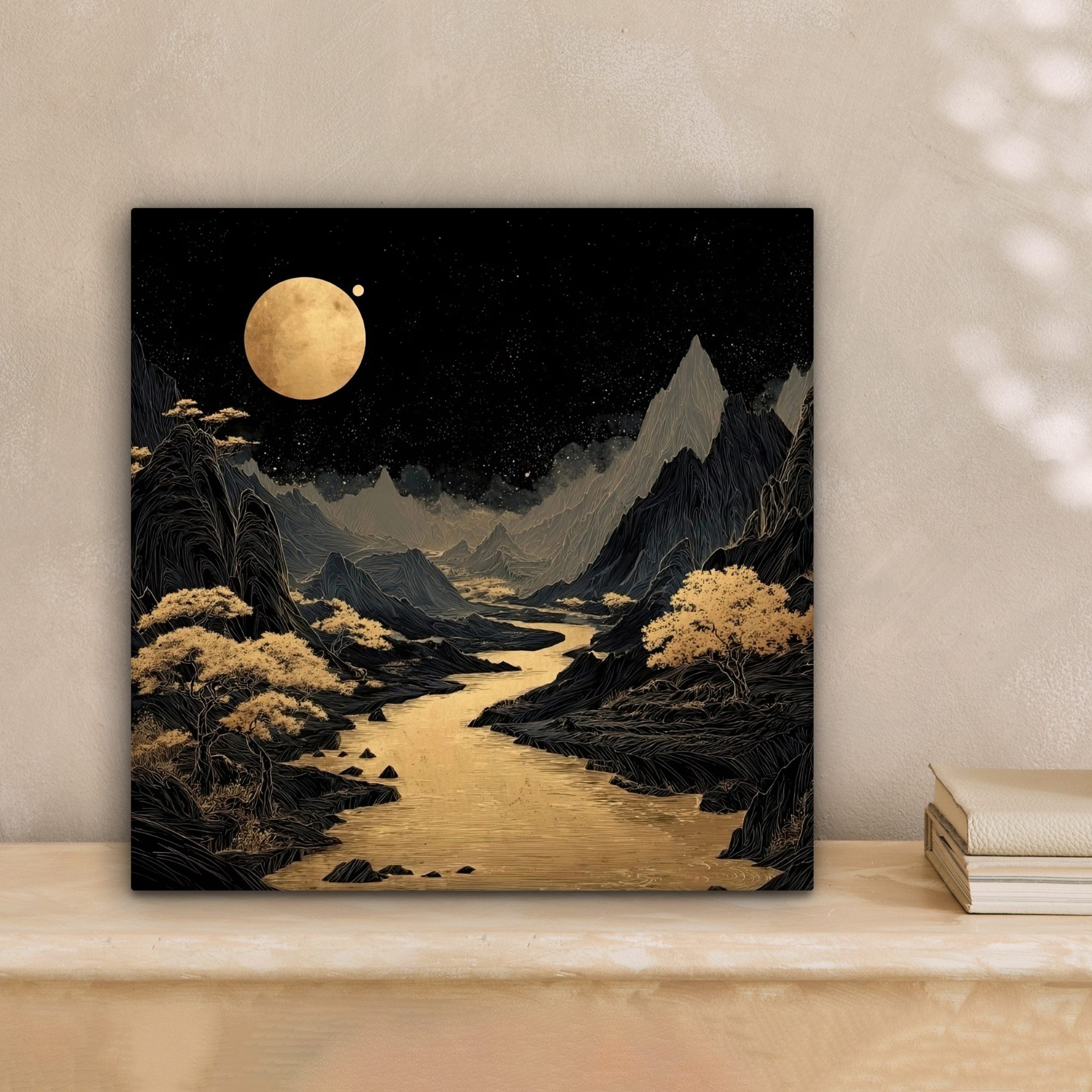 OneMillionCanvasses® Leinwandbild Goldener Fluss - Berge günstig online kaufen