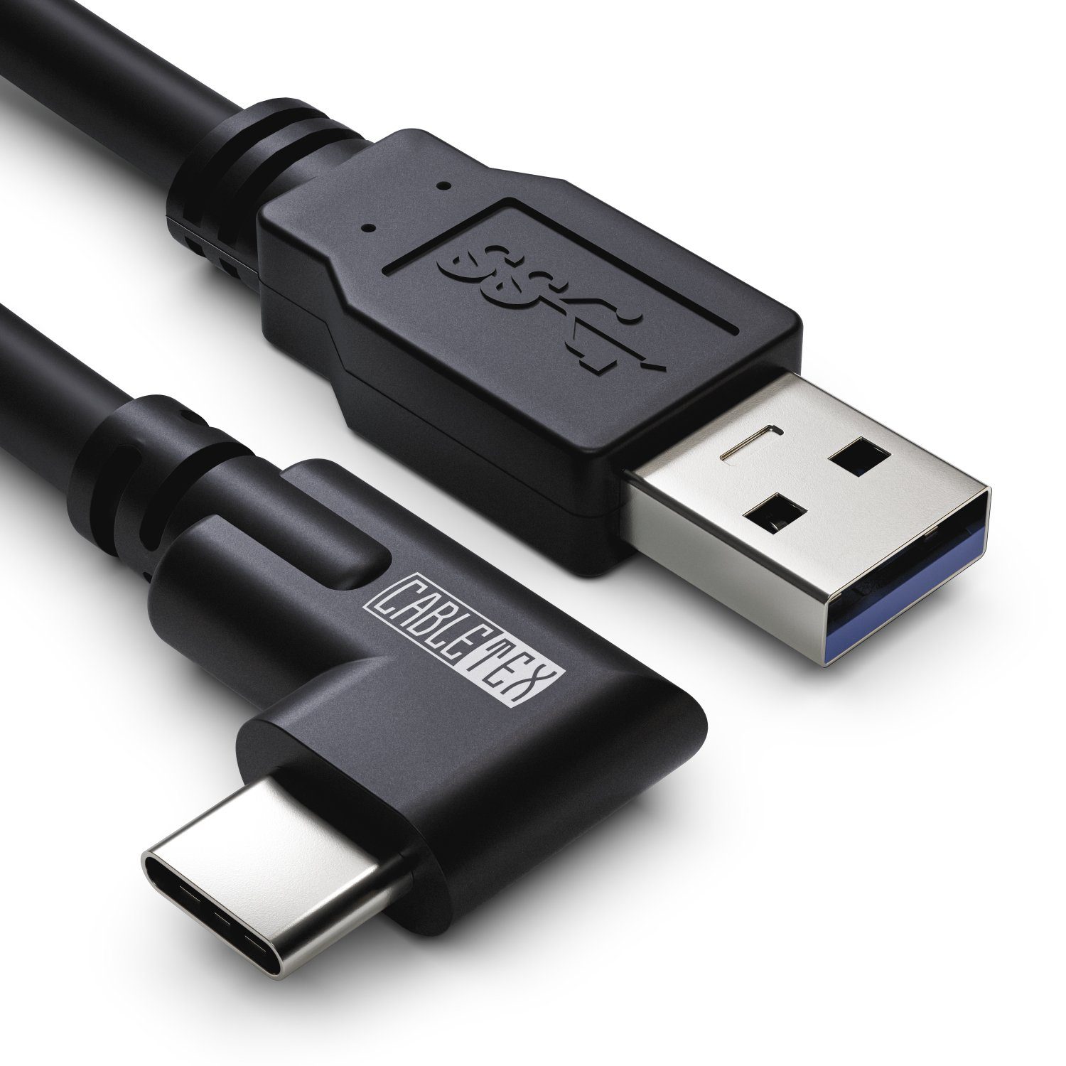 CABLETEX 5m USB C & A für Meta Quest 3, Quest 2 Link Kabel, VR Brillen USB 3.2 USB-Kabel, USB-A, Standard-USB, USB A, USB-C, USB C (500 cm), Abgewinkelter Stecker, 5 Gbit/s, USB 3.2 Gen1, Gleichzeitig Aufladen