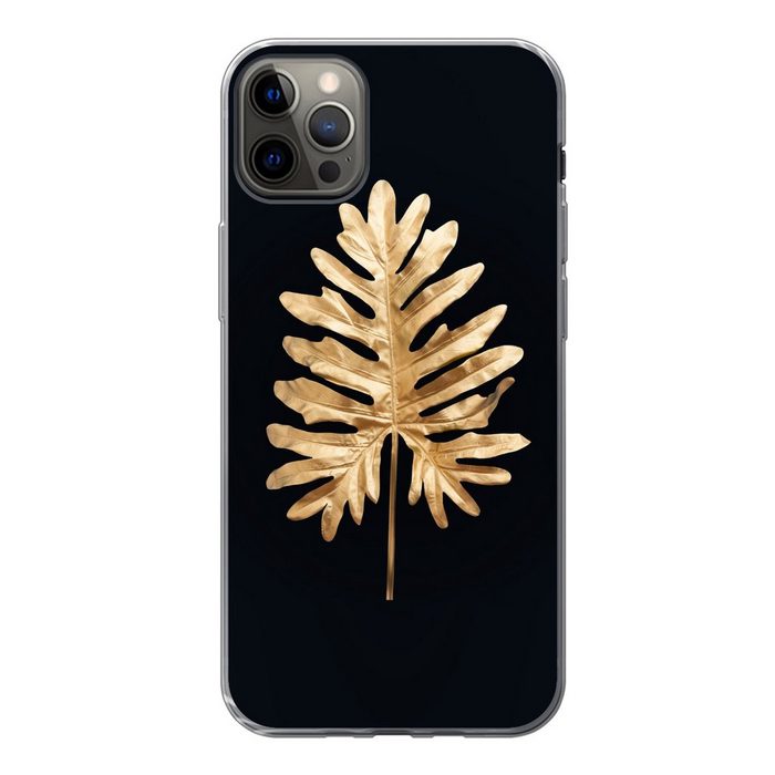 MuchoWow Handyhülle Blätter - Herbst - Gold - Schwarz - Natur - Luxus Handyhülle Apple iPhone 13 Pro Max Smartphone-Bumper Print Handy