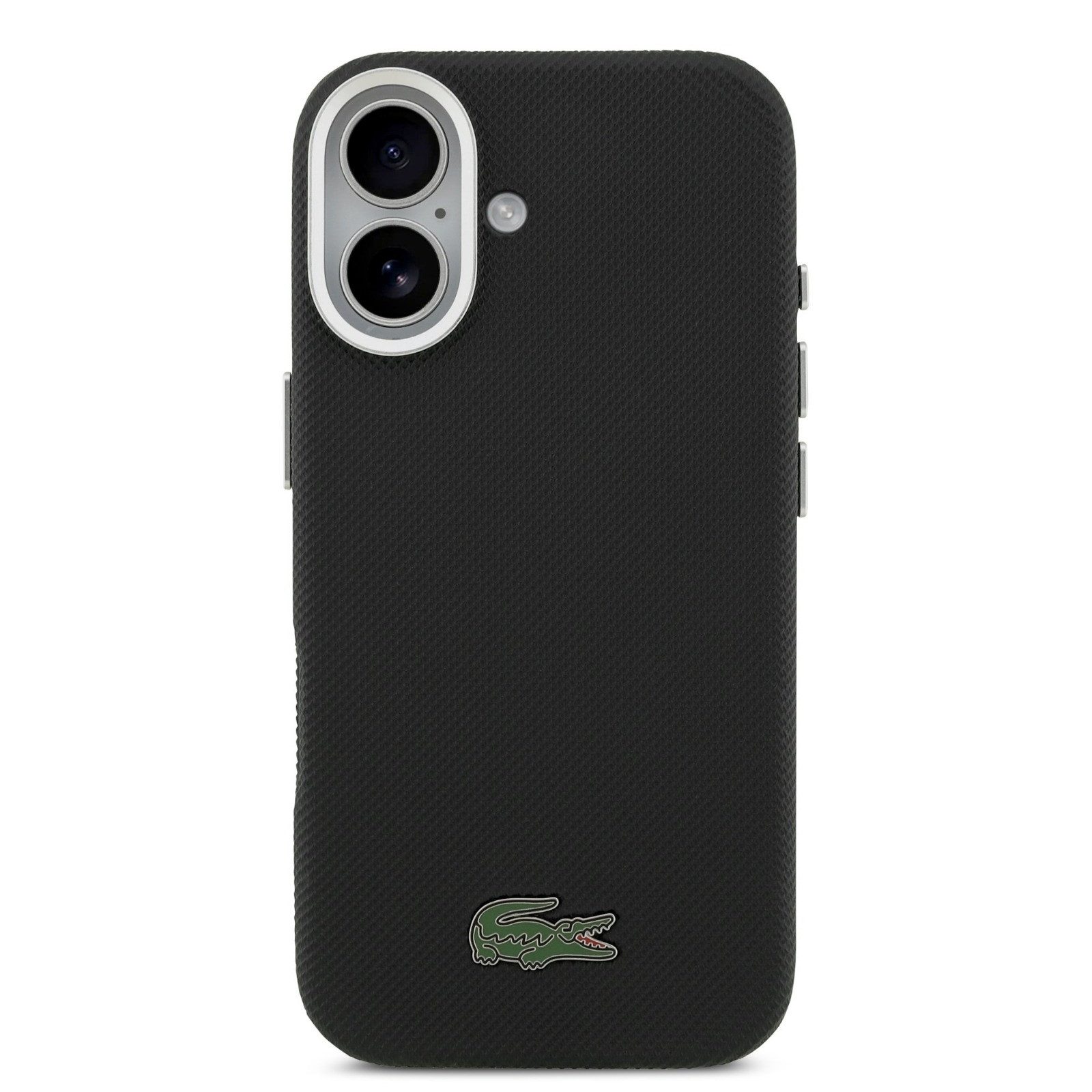 Lacoste Handyhülle iPhone 17 Kunstleder schwarz Logo Krokodil Magsafe 6,3 Zoll, Kantenschutz