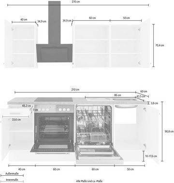 OPTIFIT Küchenzeile Parma, mit E-Geräten, Breite 210 cm