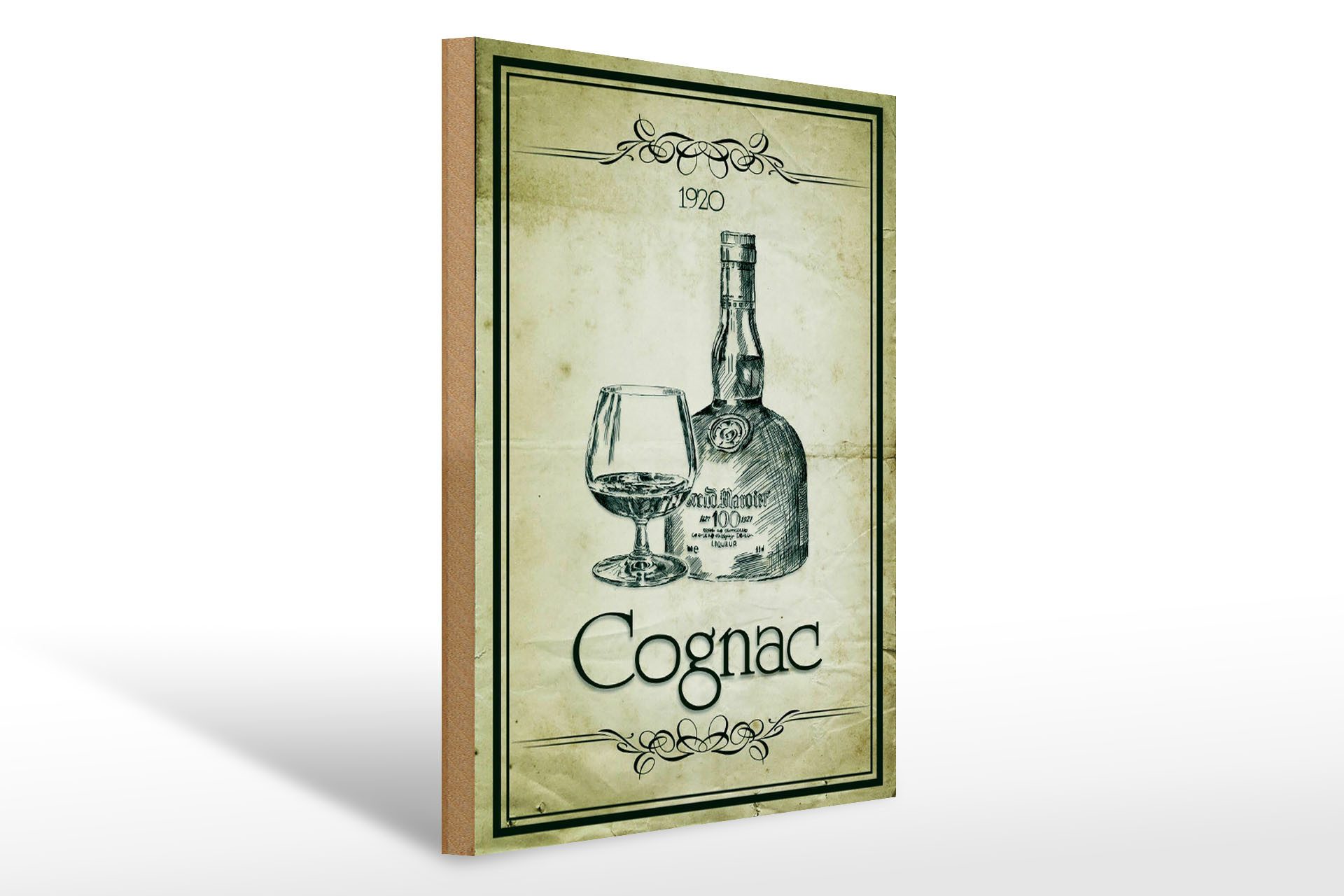 Holzbild 30x40cm 1920 Cognac Retro