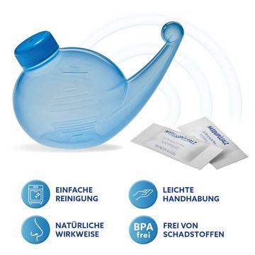 Wachter's Nasensauger Nasenspül-Set blau, Nasendusche + 50 Beutel Nasenspülsalz