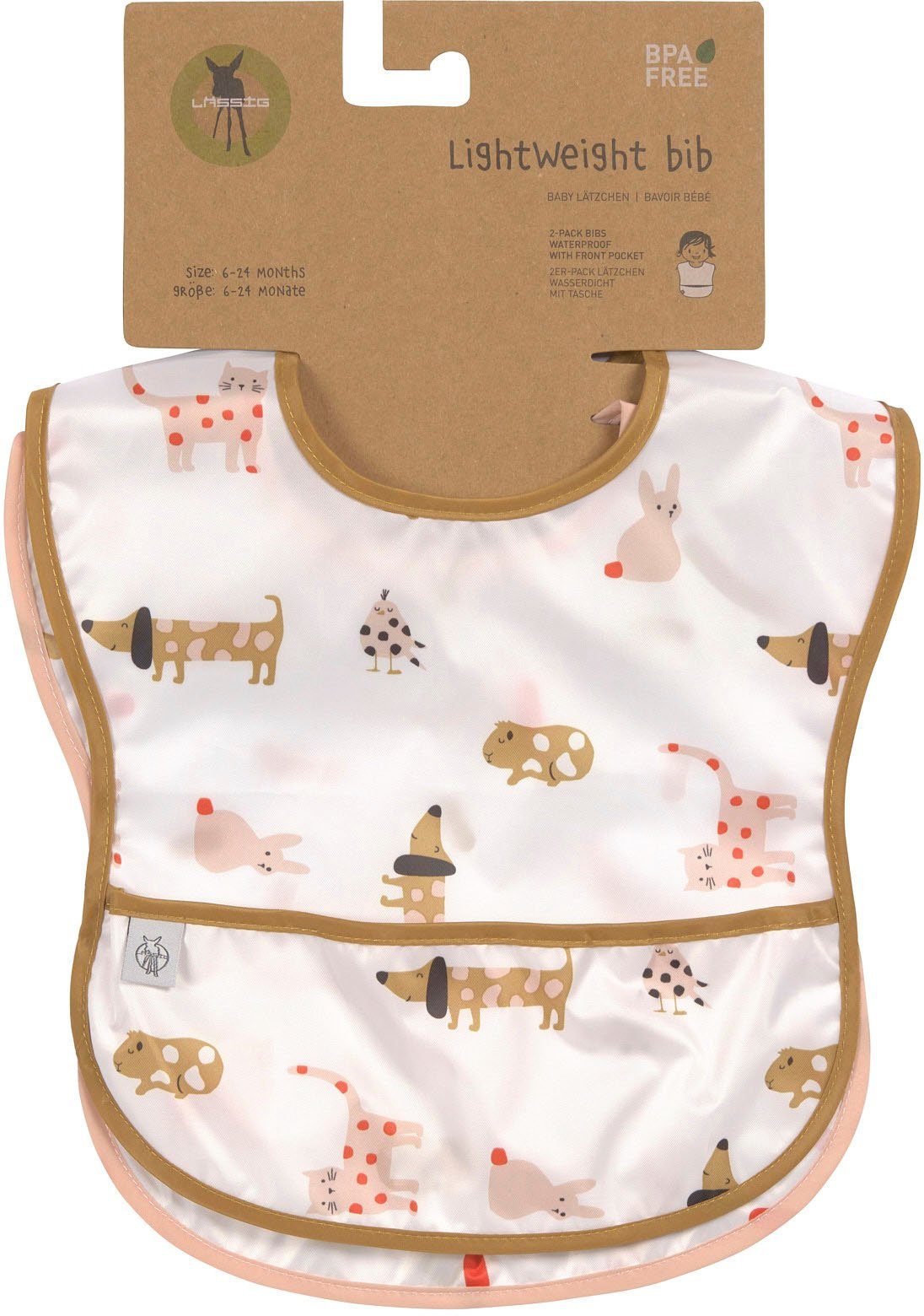 LÄSSIG Lätzchen Little Mateys, spicy orange, (Set, 2-St), mit integriertem Auffangschutz