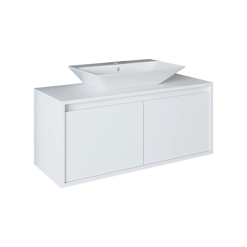 Badmöbel-Set, 5 in (Badezimmermöbel weiß Farben 100cm Unterschrank) Waschtisch Roomart ATLANTIC