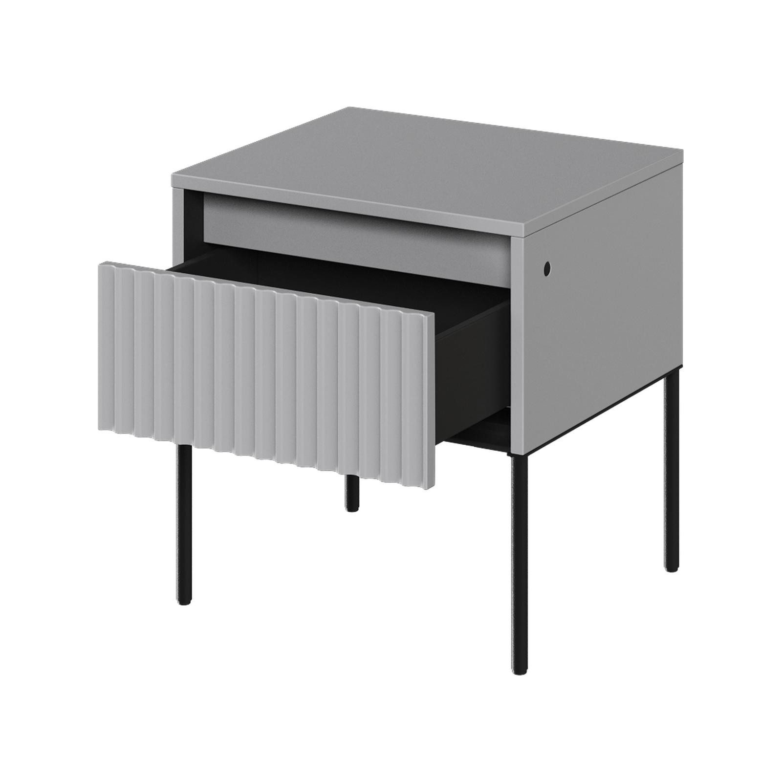 HAUSELEMENT Nachttisch TREND TR-10, mit Schublade LED-Beleuchtung Nachtschrank 46 cm Nachtkonsole