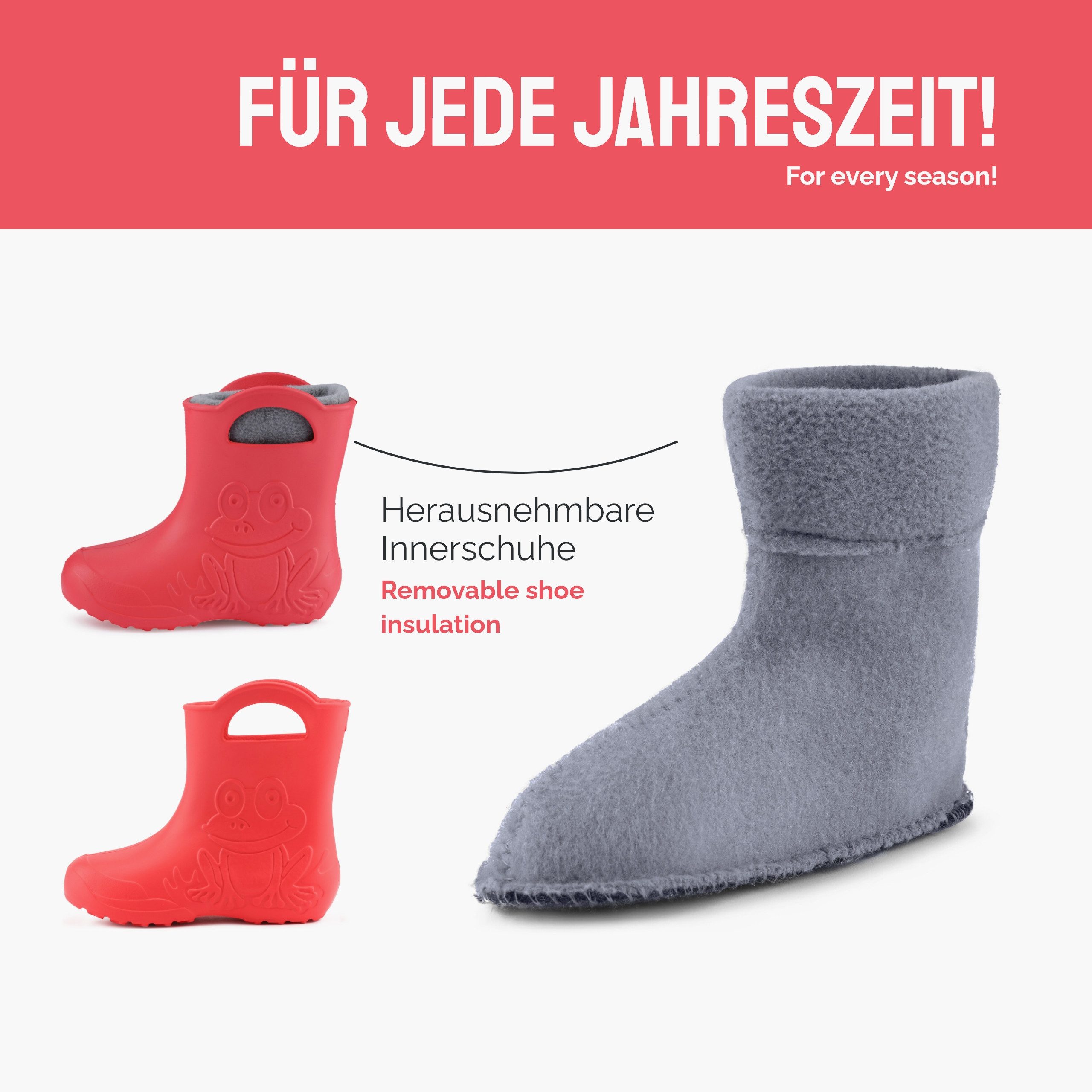 Ladeheid Kinder EVA federleichte Regenschuhe LA-CA-03 Gummistiefel mit herausnehmbares Innenfutter – Bild 4 von 5