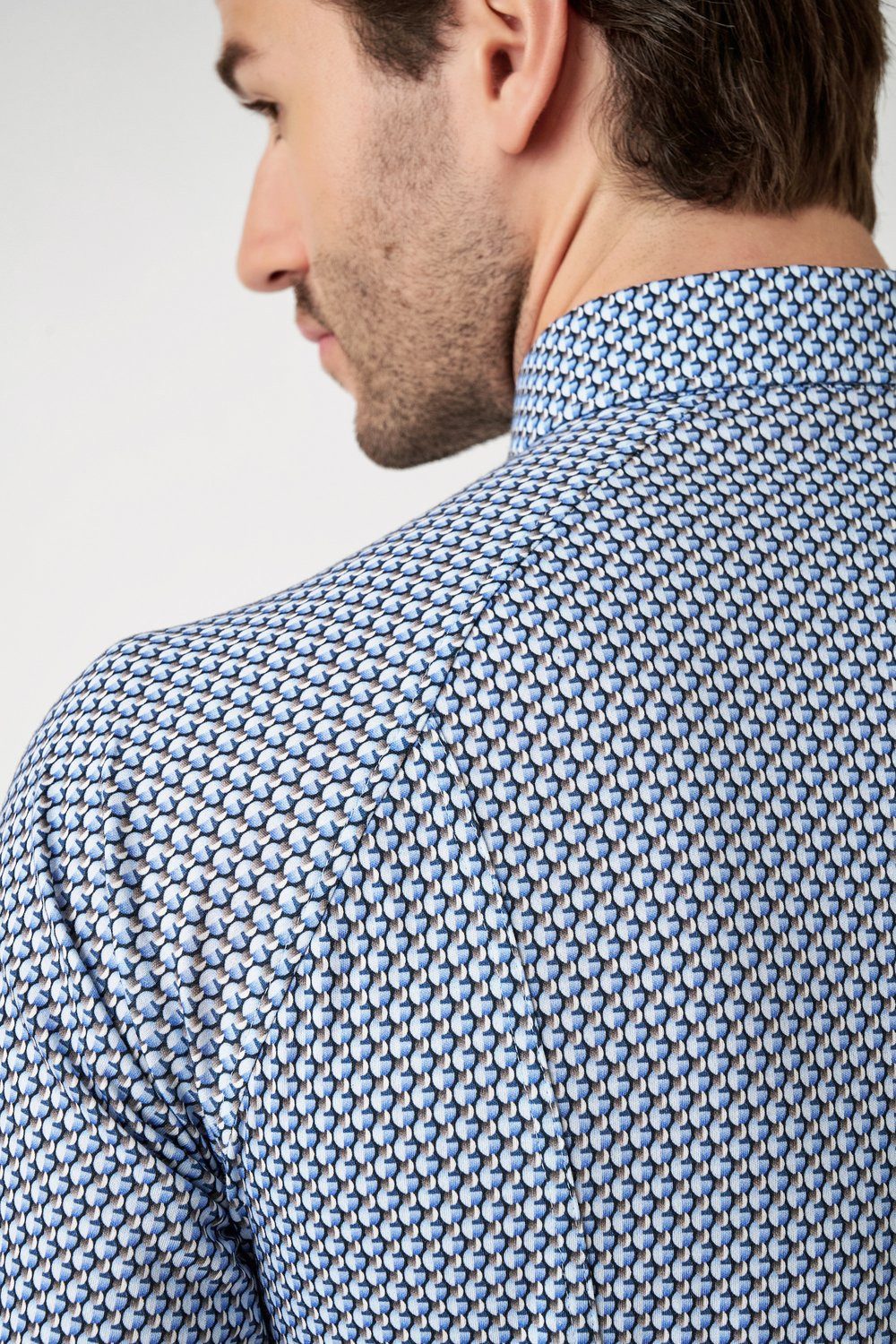 DESOTO Langarmhemd Jerseyhemd Casual Kent langarm Flexibler Stretch, mit modischem Allover-Print