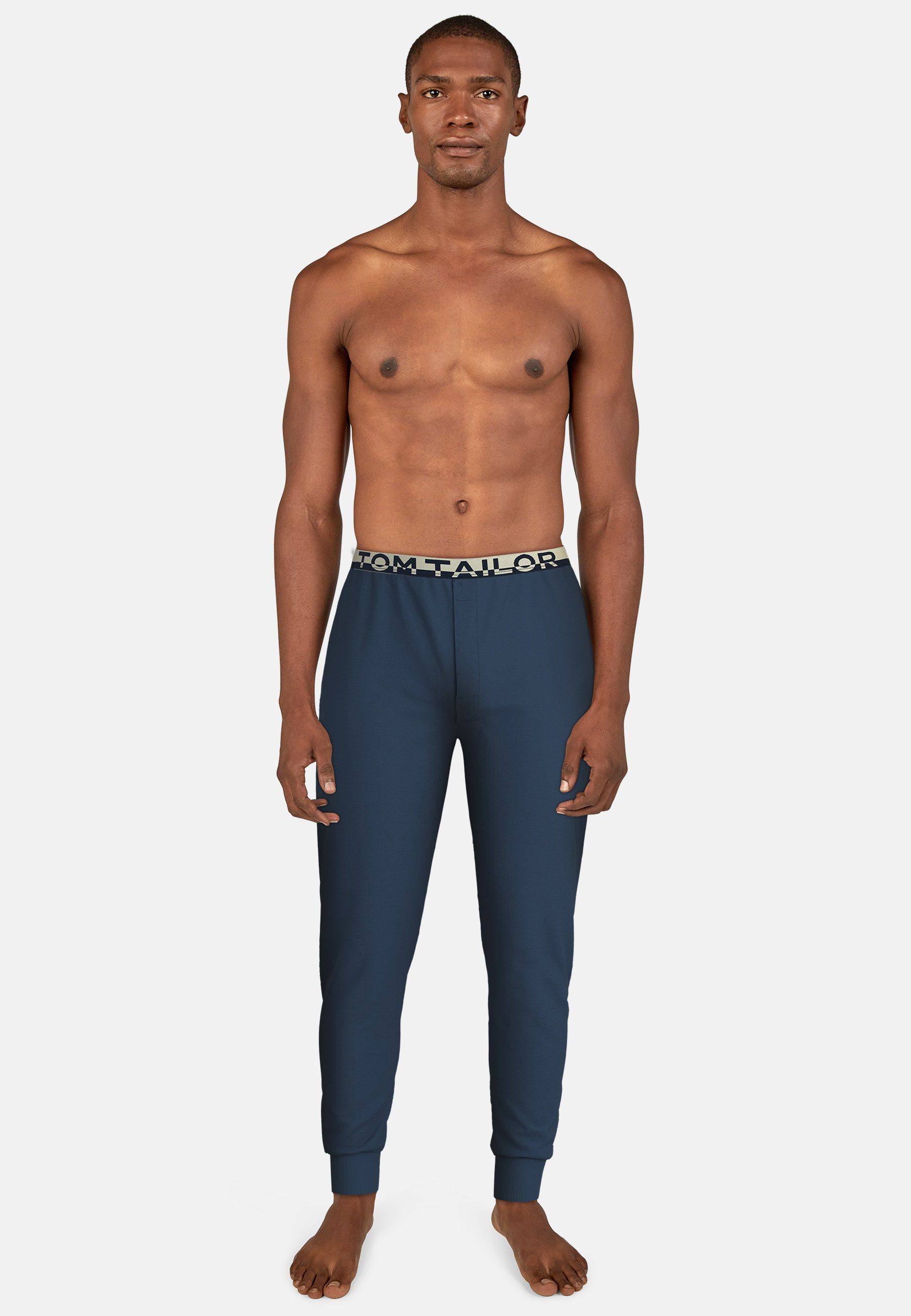 TOM TAILOR Pyjamahose Brügge Logobund, schmaler Fit, Seitentaschen, atmungsaktiv, Baumwollmix