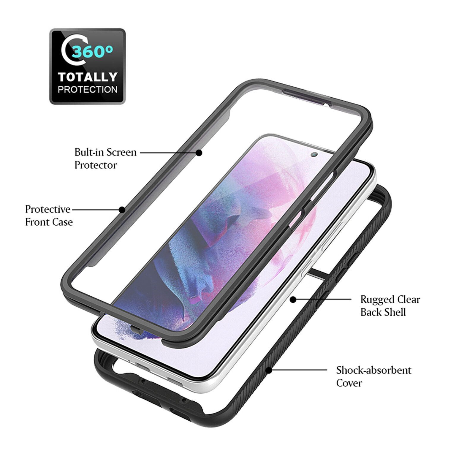 betterfon Handyhülle für Samsung Galaxy S22 Ultra TPU Case mit 360° Rundumschutz, 360 Grad Hülle mit Displayschutz und Fingerprint – Bild 5 von 5