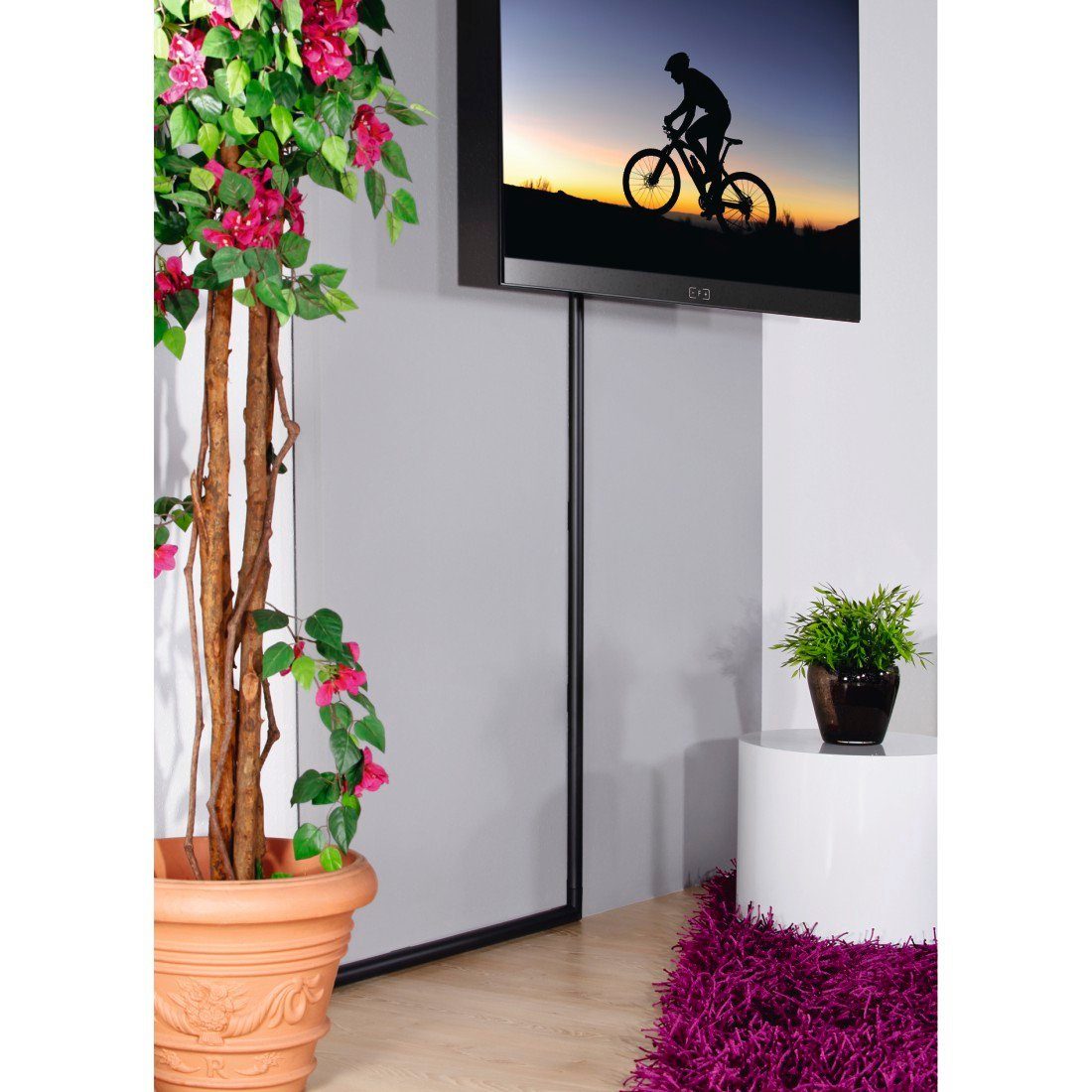 Hama Kabelkanal Aluminium Kabelführung zum Schrauben oder Kleben für 5 Kabel, halbrund, Kabelmanagement, 110 cm Länge
