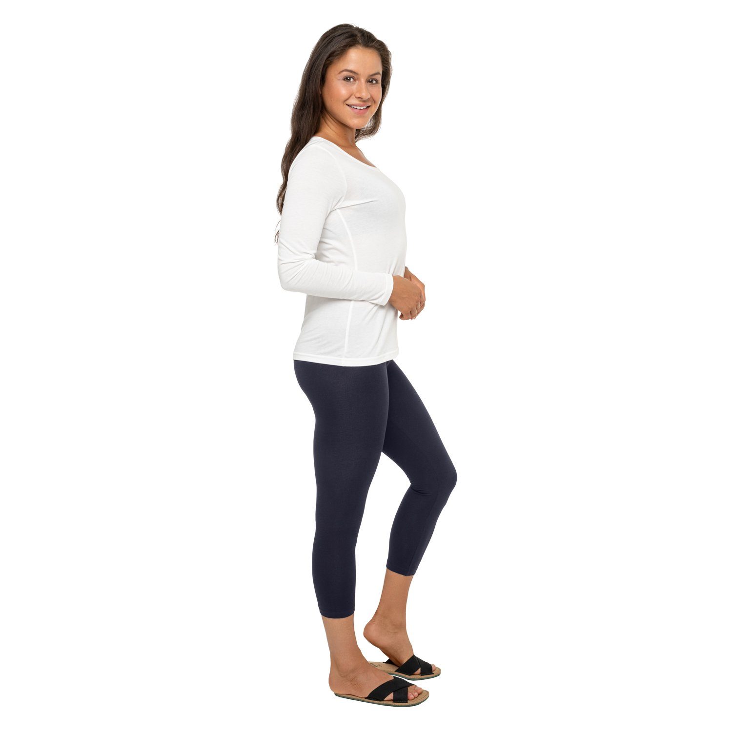 celodoro 3/4-Leggings Damen Leggings (3/4 Capri) Stretch-Jersey Hose aus Ba günstig online kaufen