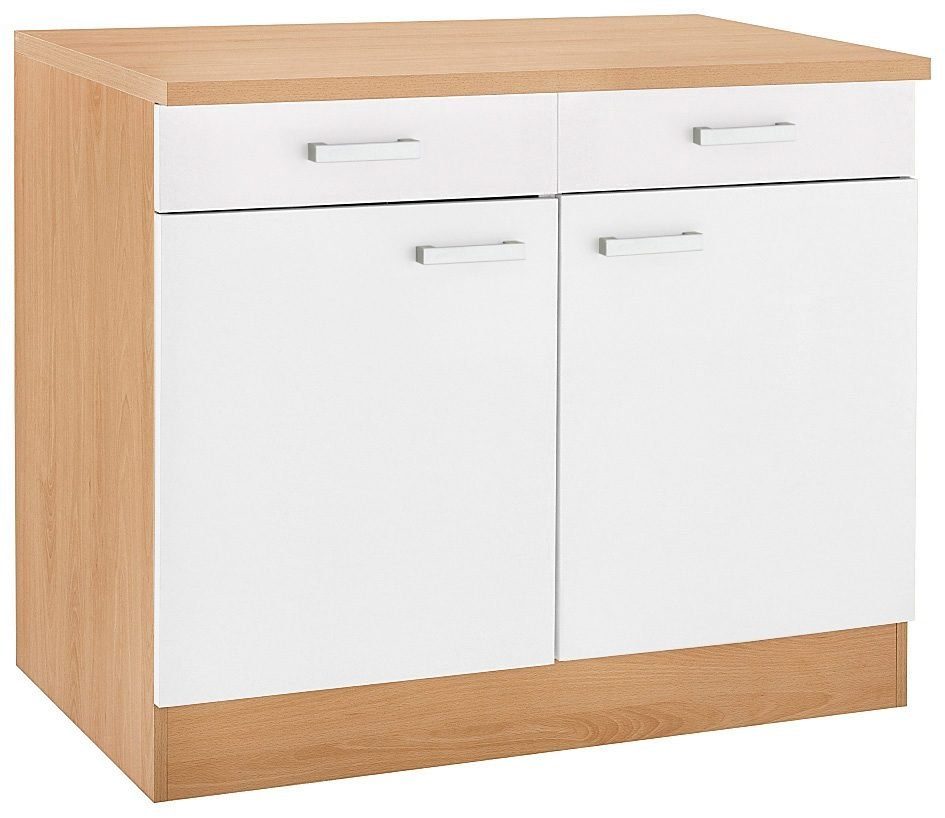 OPTIFIT Unterschrank Odense 100 cm breit, mit 2 Türen und 2 Schubkästen,  mit 28 mm Arbeitsplatte