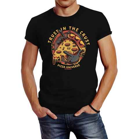 Neverless Print-Shirt Neverless® Herren T-Shirt Pizza Motiv Comic Stil Spruch Trust in the crust Fashion Streetstyle mit Print