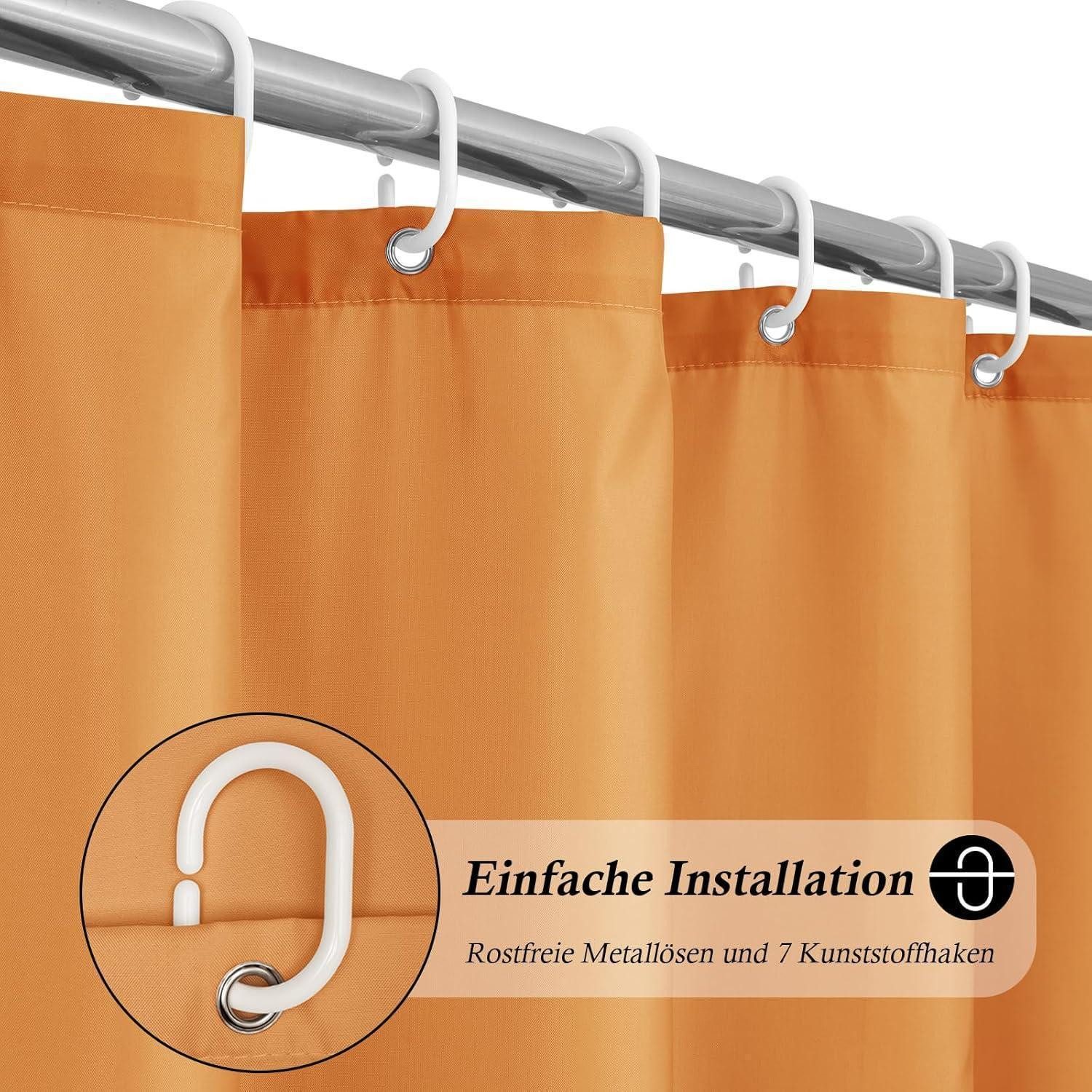 LuxusKollektion Duschvorhang Duschvorhang 100x200 cm Wasserdicht Orange H200 x B100 cm (1er Pack)