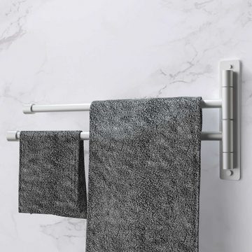 Intirilife Handtuchhalter, Handtuchhalter mit zwei Armen in Silber - Handtuchstangen