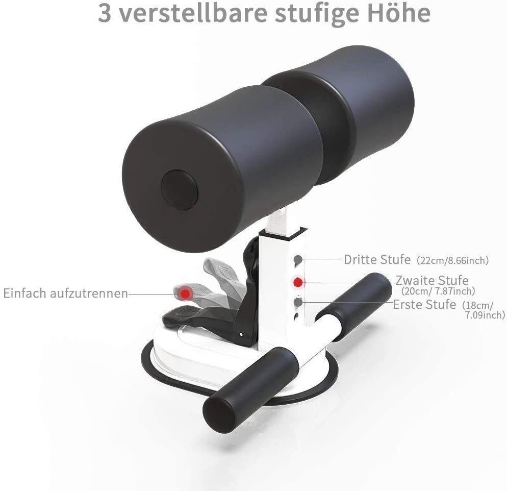 Fine Life Pro Bauchtrainer tragbare 2 Equipment Fitness für und selbstsaugende Sit-Up Zuhause Weiß Stangen, Stange