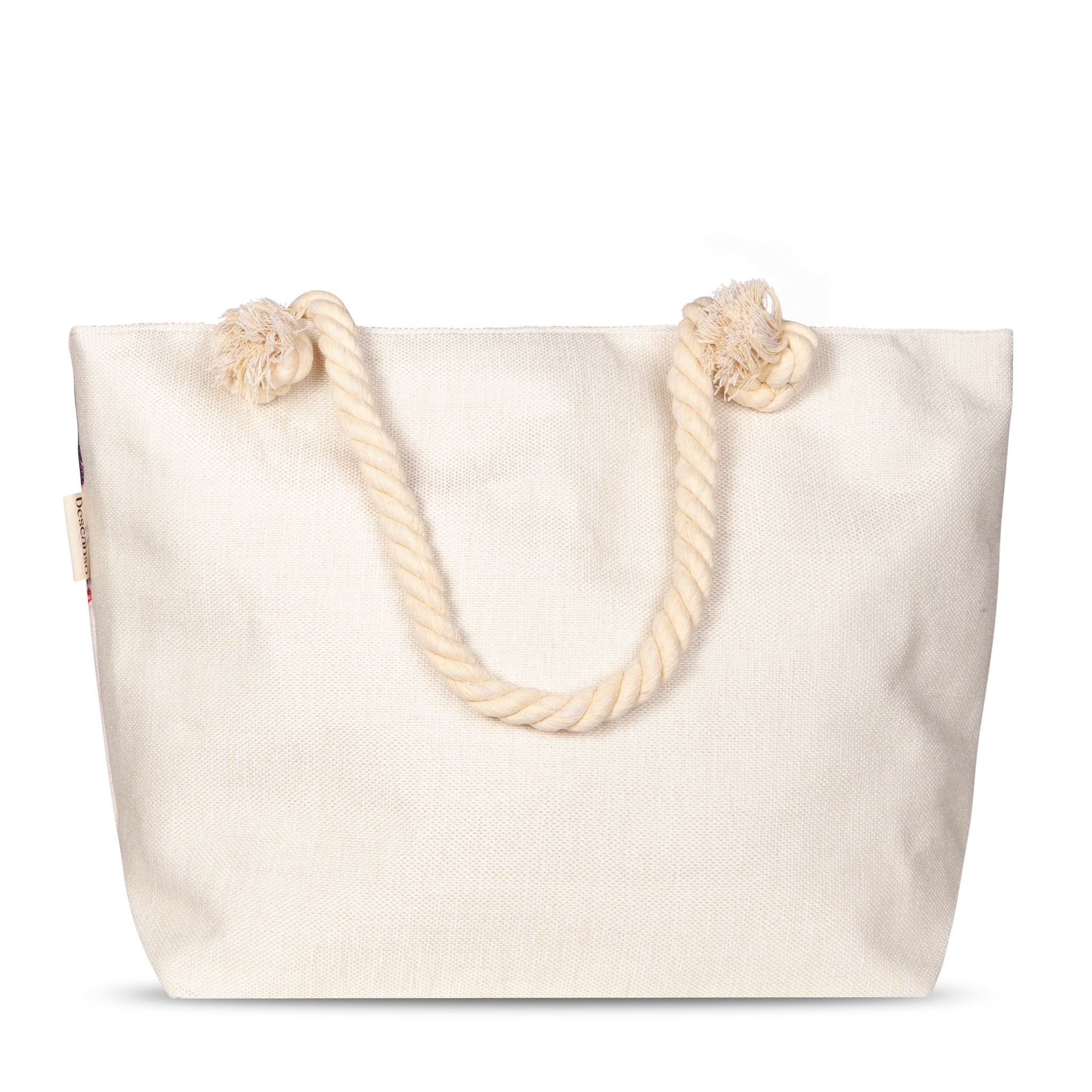 JACK Strandtasche Reißverschluss Baumwolle Descanso, mit wunderschönem Design, 40x55cm, Beachbag mit Innentasche – Bild 4 von 5