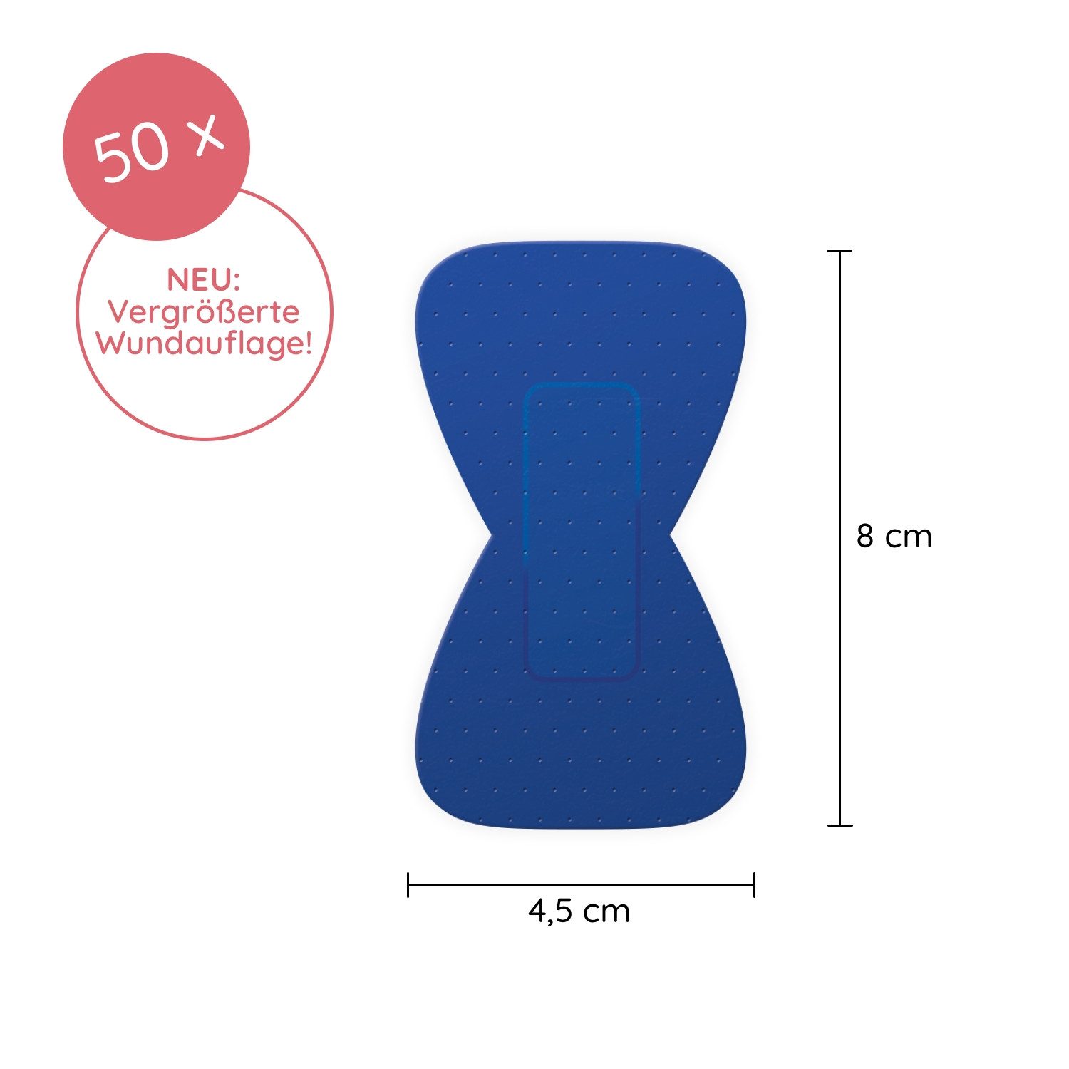 FLEXEO Wundpflaster Fingerkuppenpflaster (50 St), detektierbar wasserfest blau, 4,5x8cm