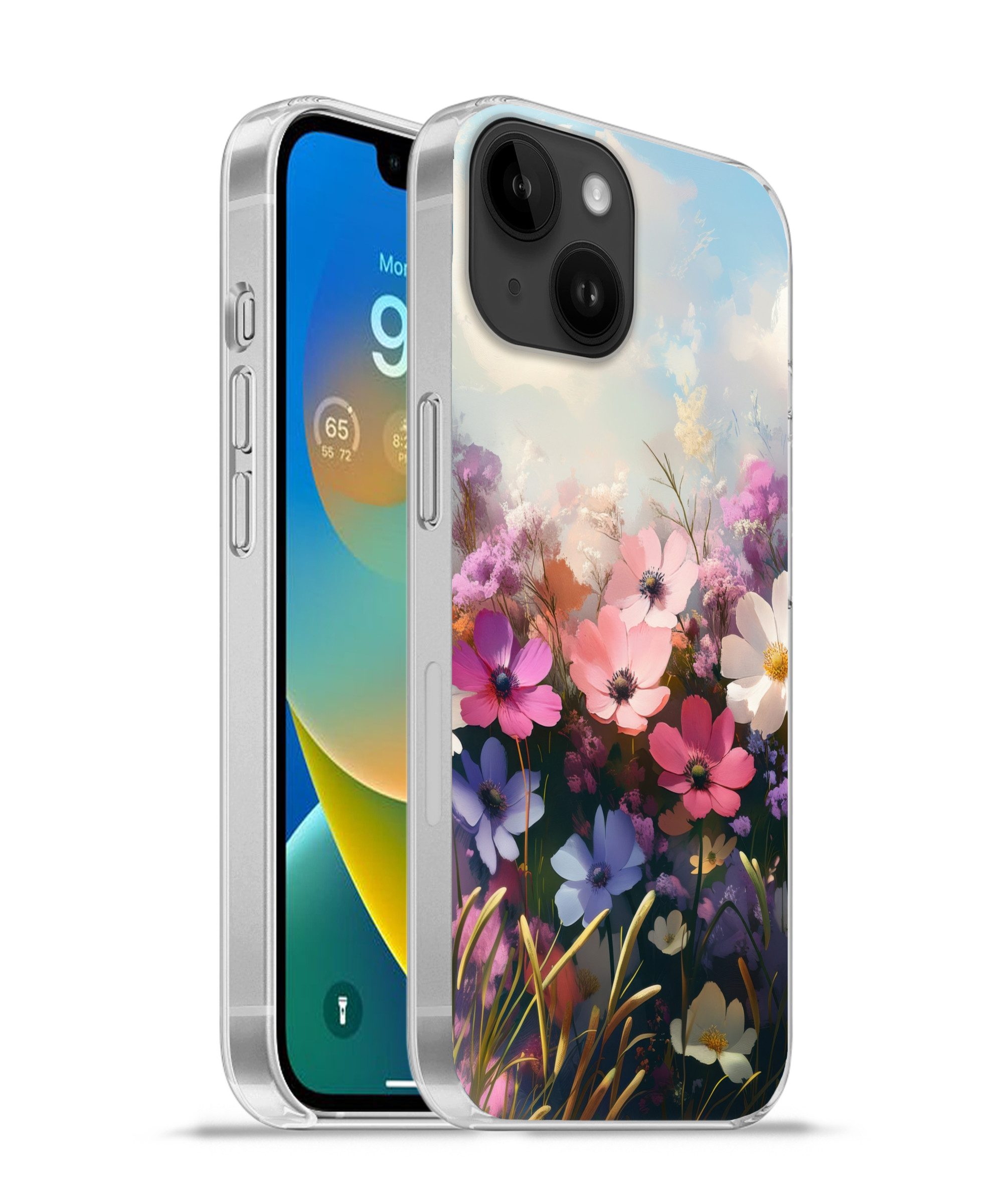 MuchoWow Handyhülle für Apple iPhone 14 Blumen - Bunt - Blühend, Smartphone-Bumper, Print, Handy Schutzhülle Dünn