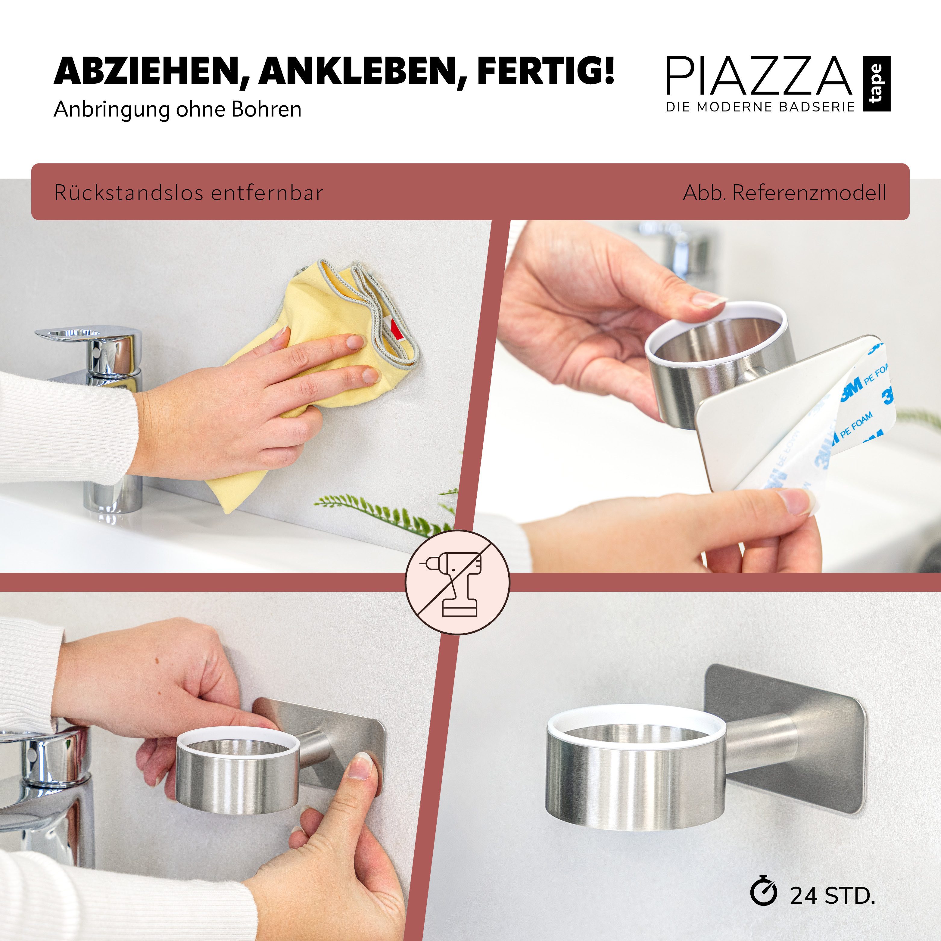 bremermann Seifenschale Bad-Serie PIAZZA TAPE - Wandhalter mit Klebepad