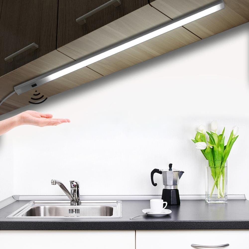 Rosnek LED Lichtleiste Hand Sweep Sensor Beleuchtung, für Schrank Küche Garderobe, Warmweiß, Weiß, Unterbauleuchte LED Lichtleiste