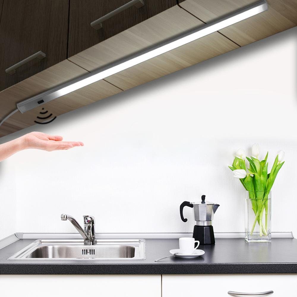 Rosnek LED Lichtleiste Hand LED Lichtleiste Weiß, Unterbauleuchte Warmweiß, für Schrank Sensor Küche Garderobe, Sweep Beleuchtung