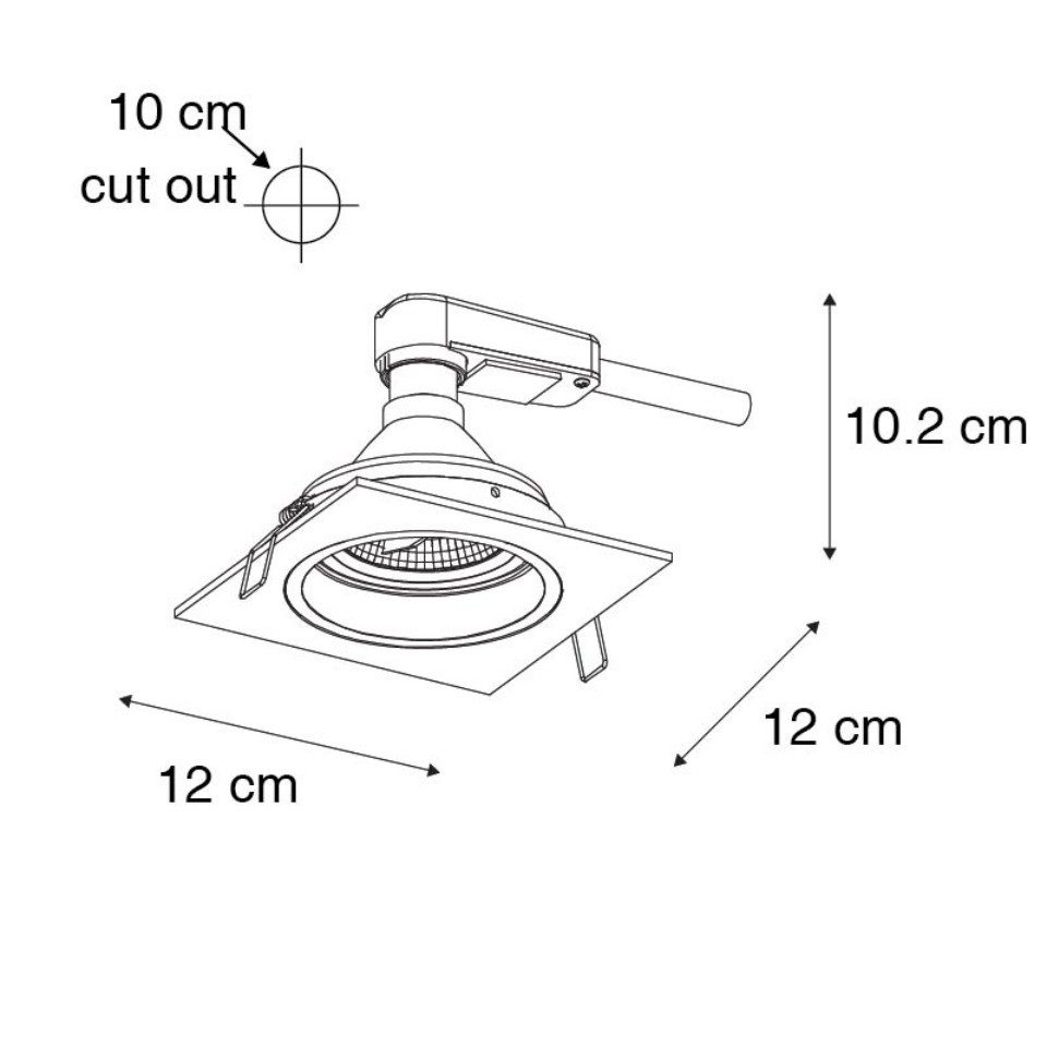 Qazqa LED Einbaustrahler Chuck, ohne Leuchtmittel, Warmweiß, QAZQA Downlight, gu10, Weiß, Aluminium, Modern