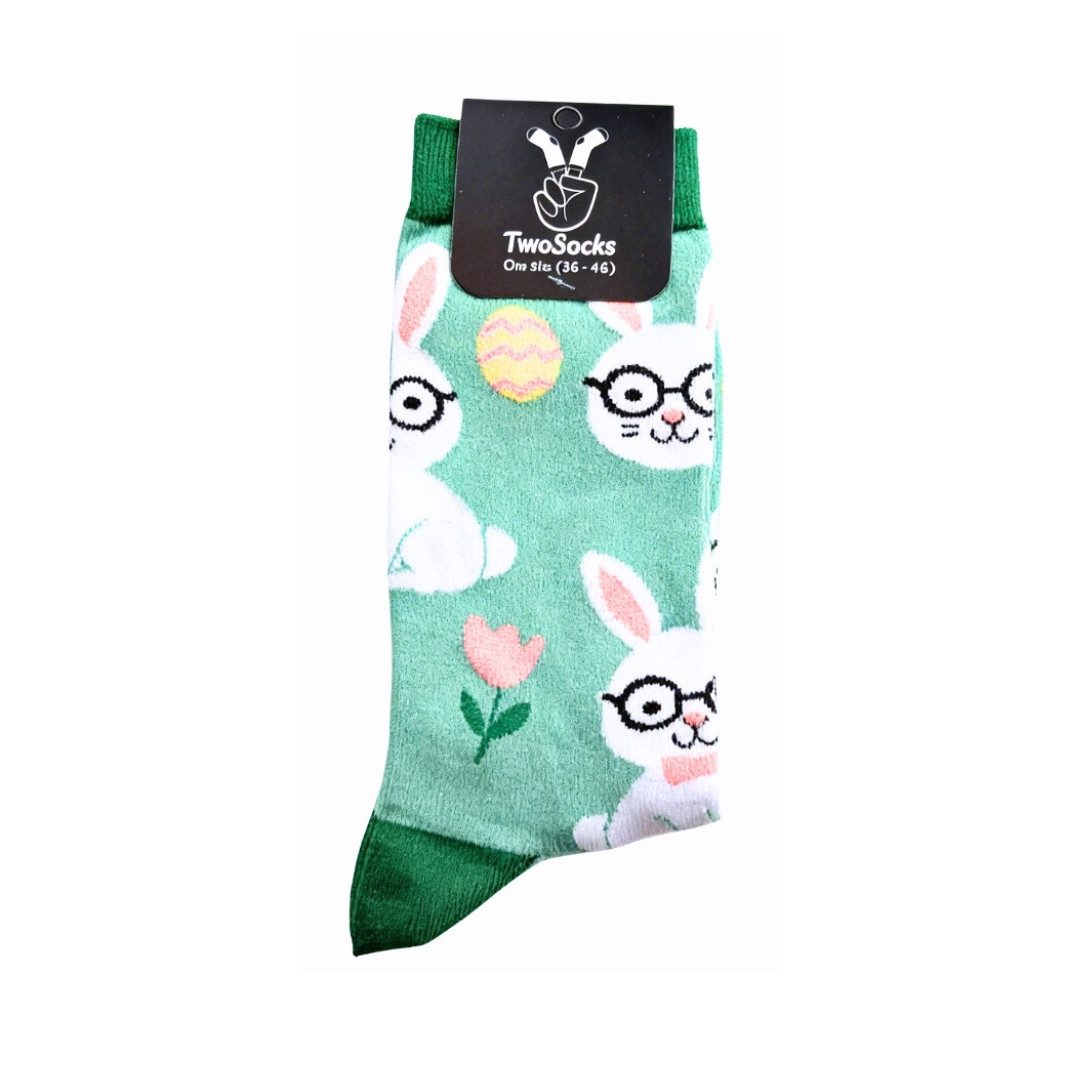 TwoSocks Freizeitsocken Ostersocken Hase Brille lustige Socken Herren & Damen, Einheitsgröße (1-Paar, 1 Paar)