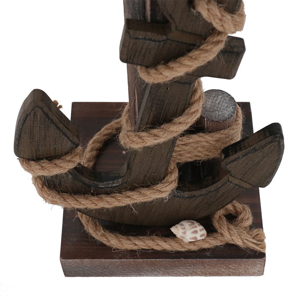Grafelstein Tischleuchte Tischlampe ANKER braun D35cm aus Holz mit Muscheln und Juteband Tau ma